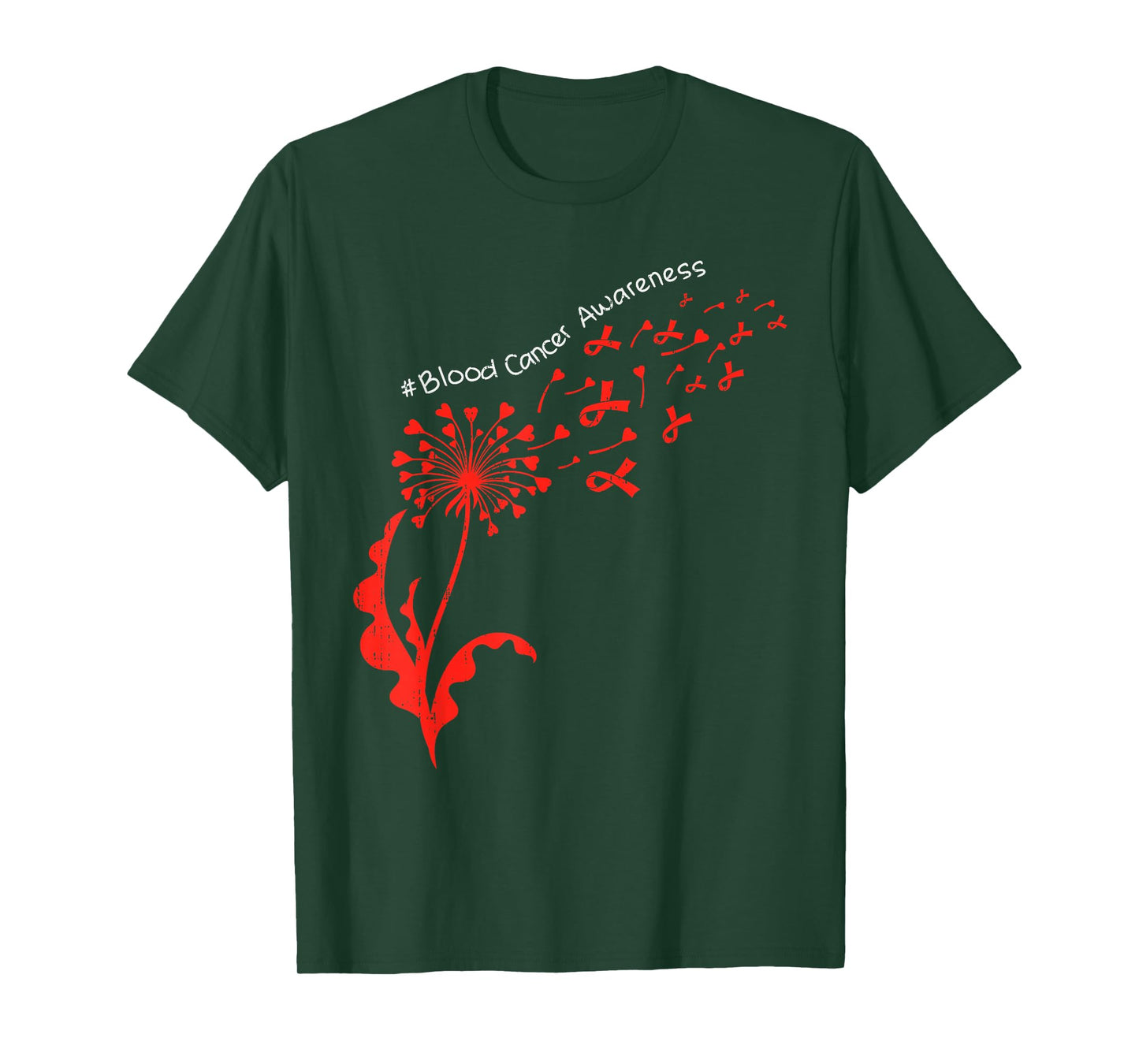 Dandelion Blood Cancer Awareness Ribbon Red Support T-Shirt