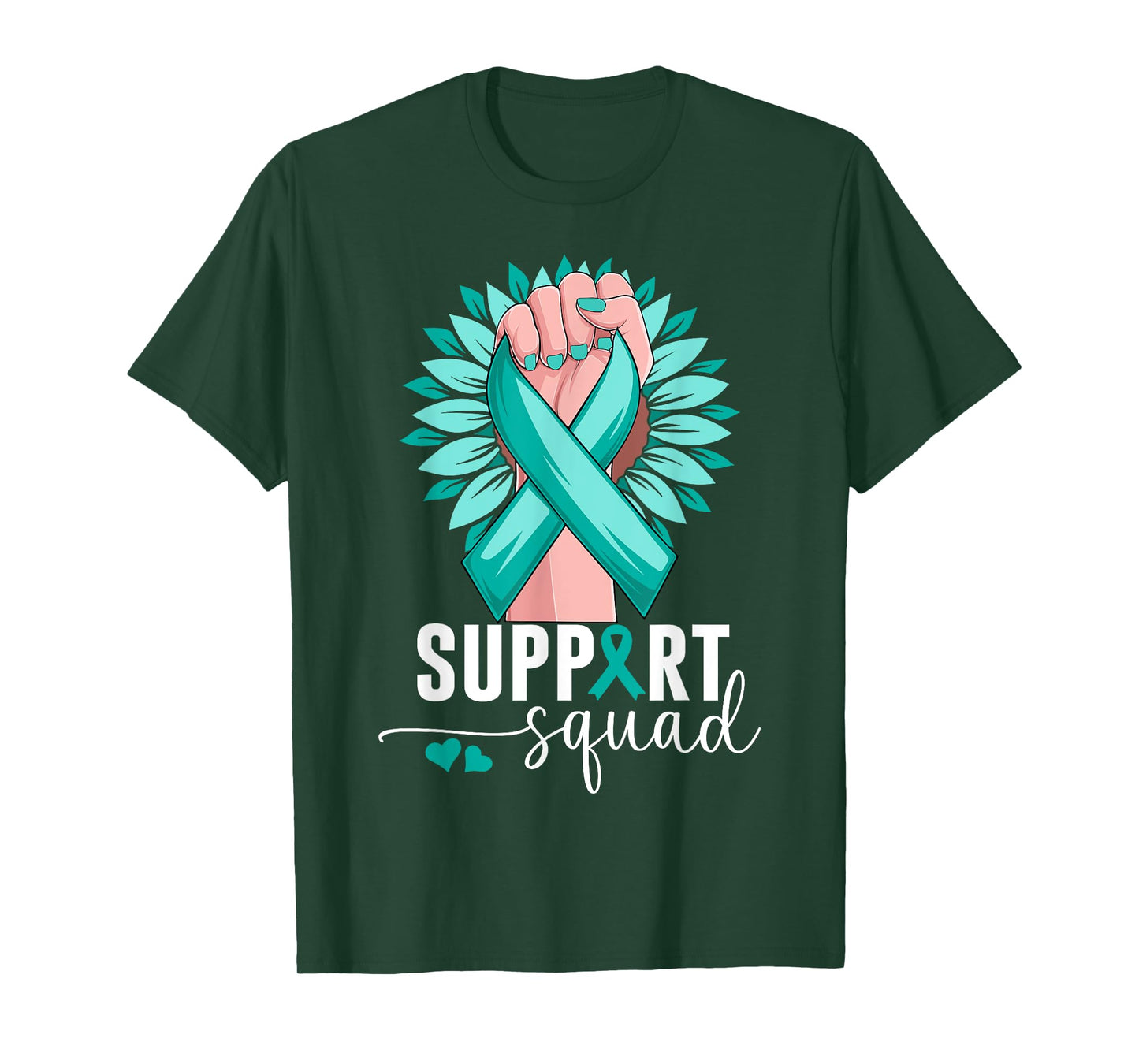 Support Squad Cervical Cancer Awareness Teal & White Ribbon T-Shirt