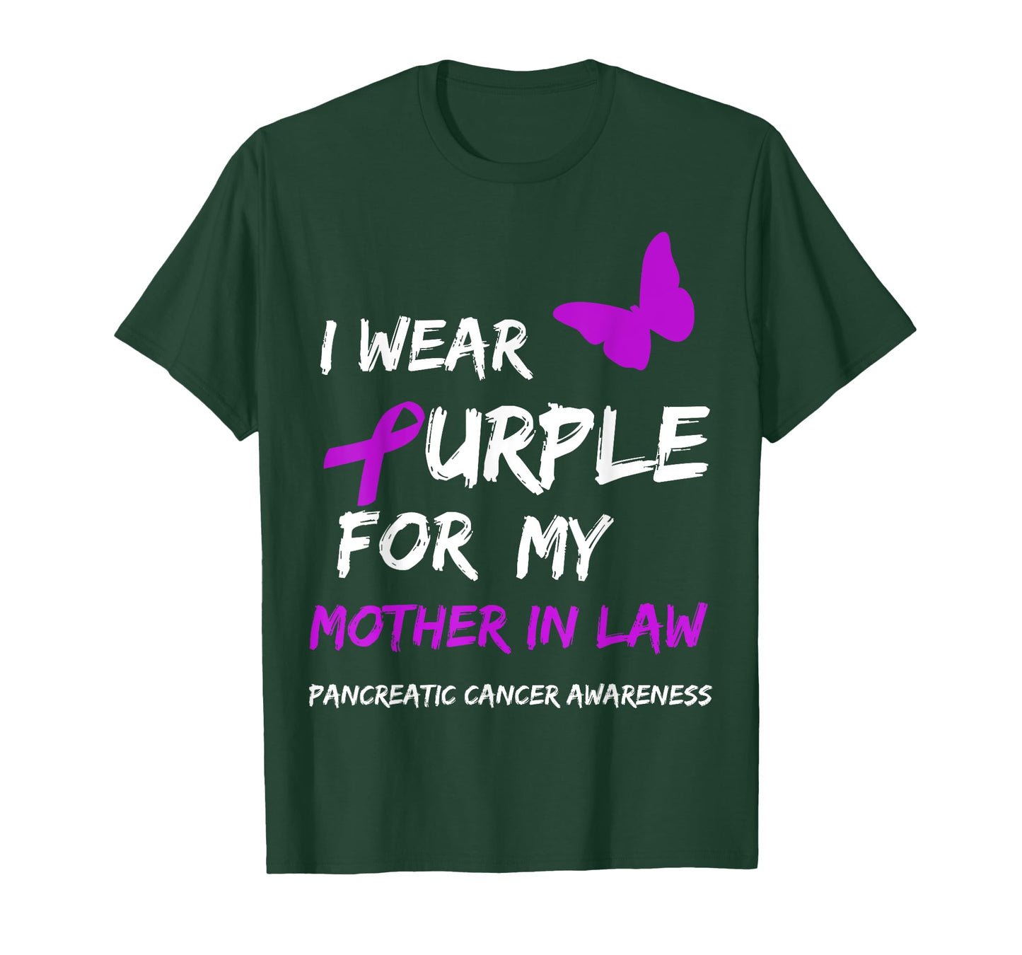 Pancreatic Cancer I Wear Purple for my Mother in law Ribbon T-Shirt