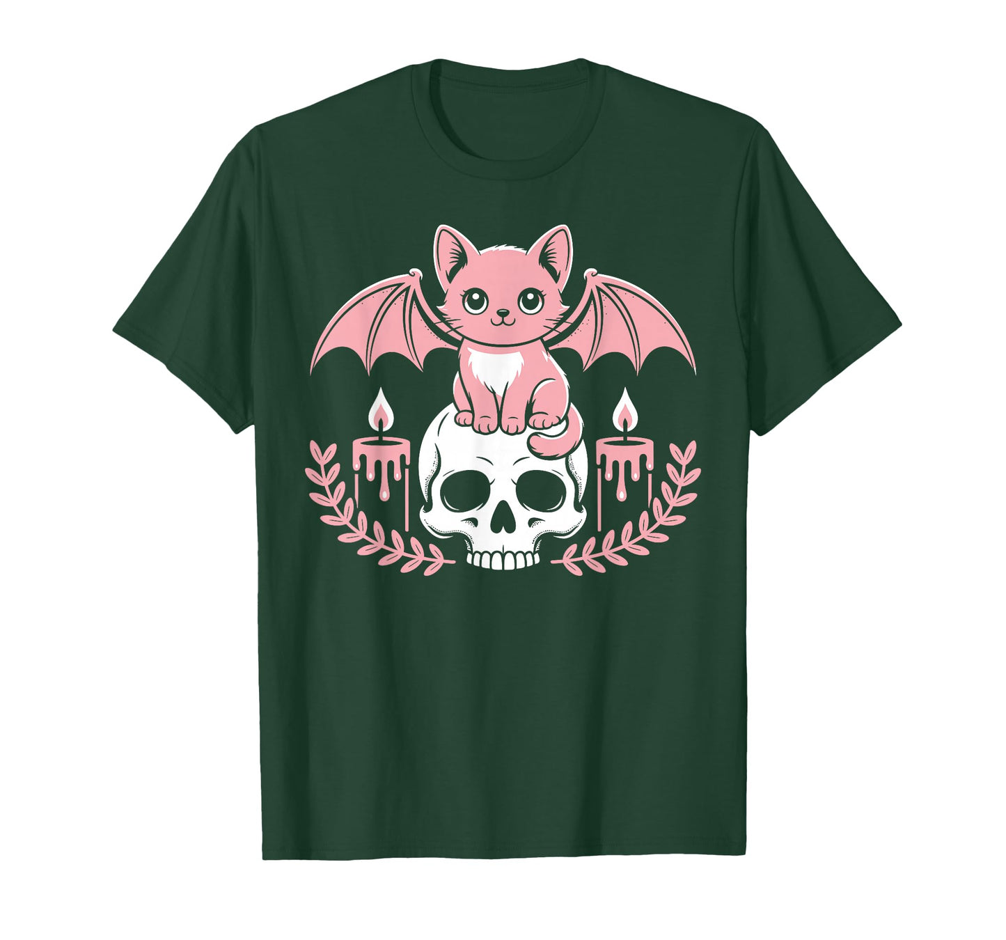 Kawaii Pastel Goth Cute Creepy Cat Bat Skeleton Men Women T-Shirt