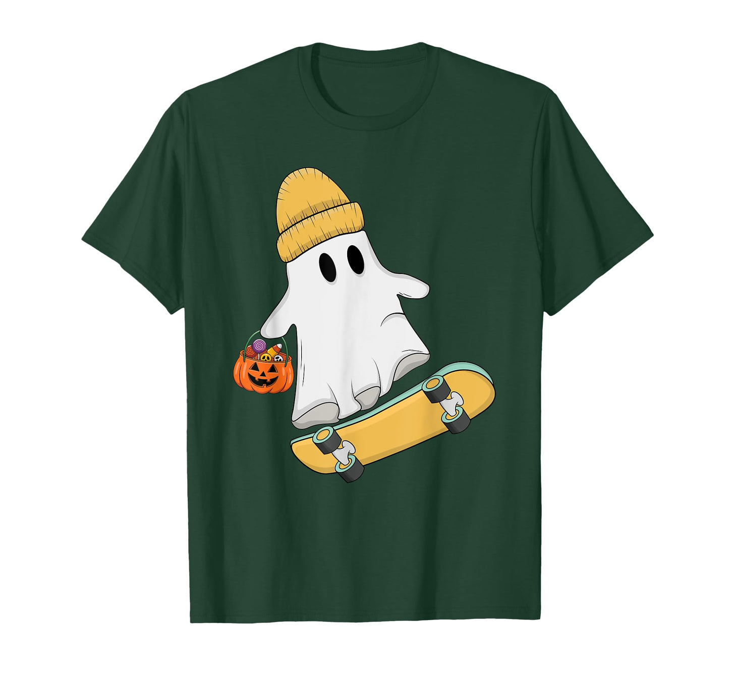 Funny Ghost Skateboard Lazy Halloween Costume Skateboarding T-Shirt