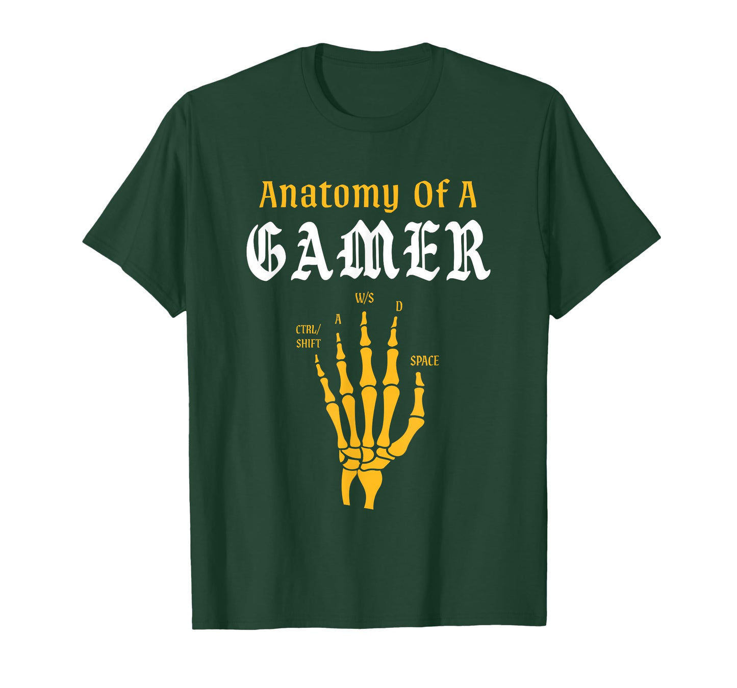 Anatomy of A Gamer Skeleton Hand Funny Video Gaming T-Shirt