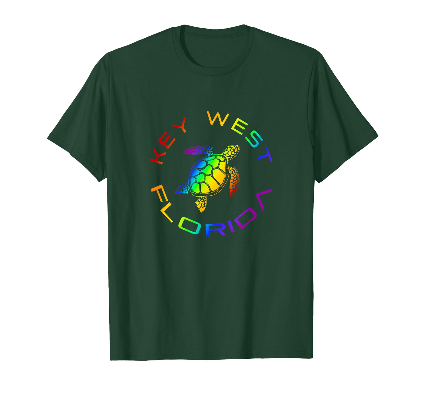 Florida Key West Rainbow Sea Turtle Stylish Beach T-Shirt