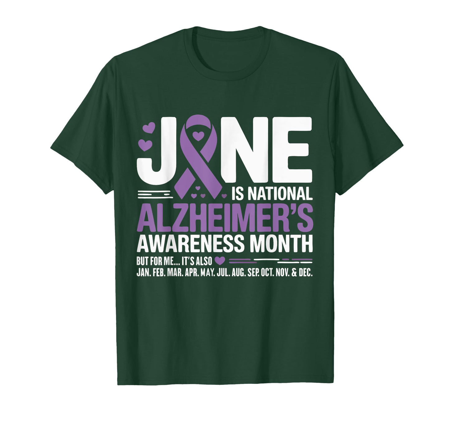 In June We Wear Purple Alzheimer's Awareness Purple Ribbon T-Shirt