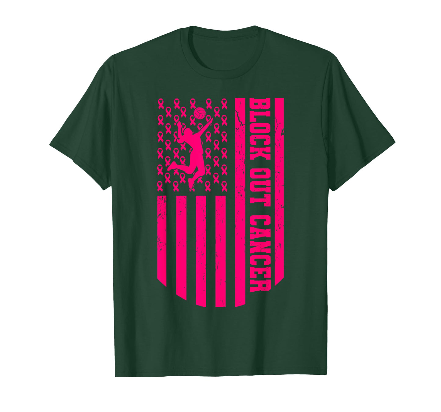 Volleyball Breast Cancer Awareness Block Out Cancer T-Shirt
