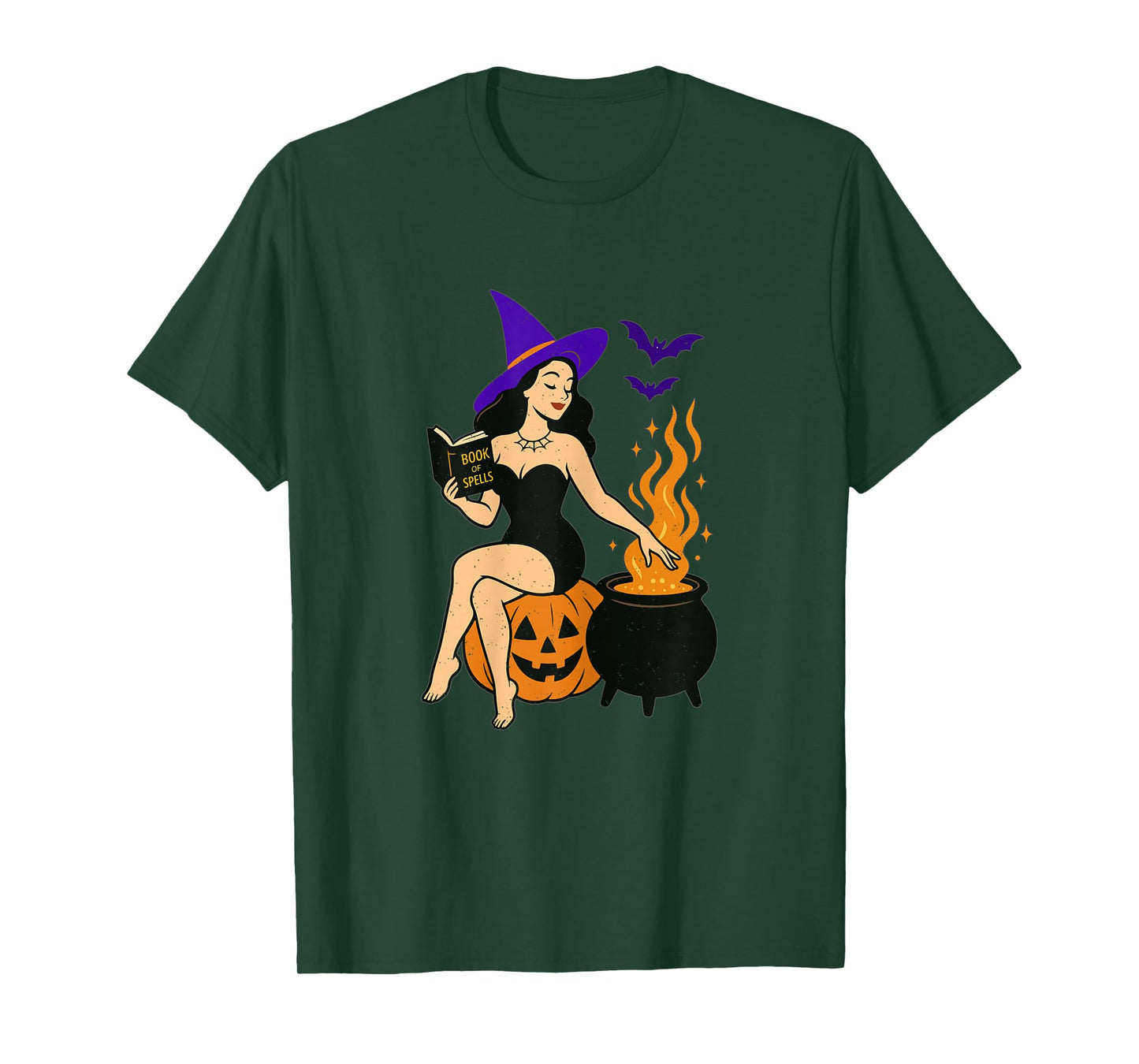 Witch Pumpkin Halloween Spells Spooky Season Women T-Shirt