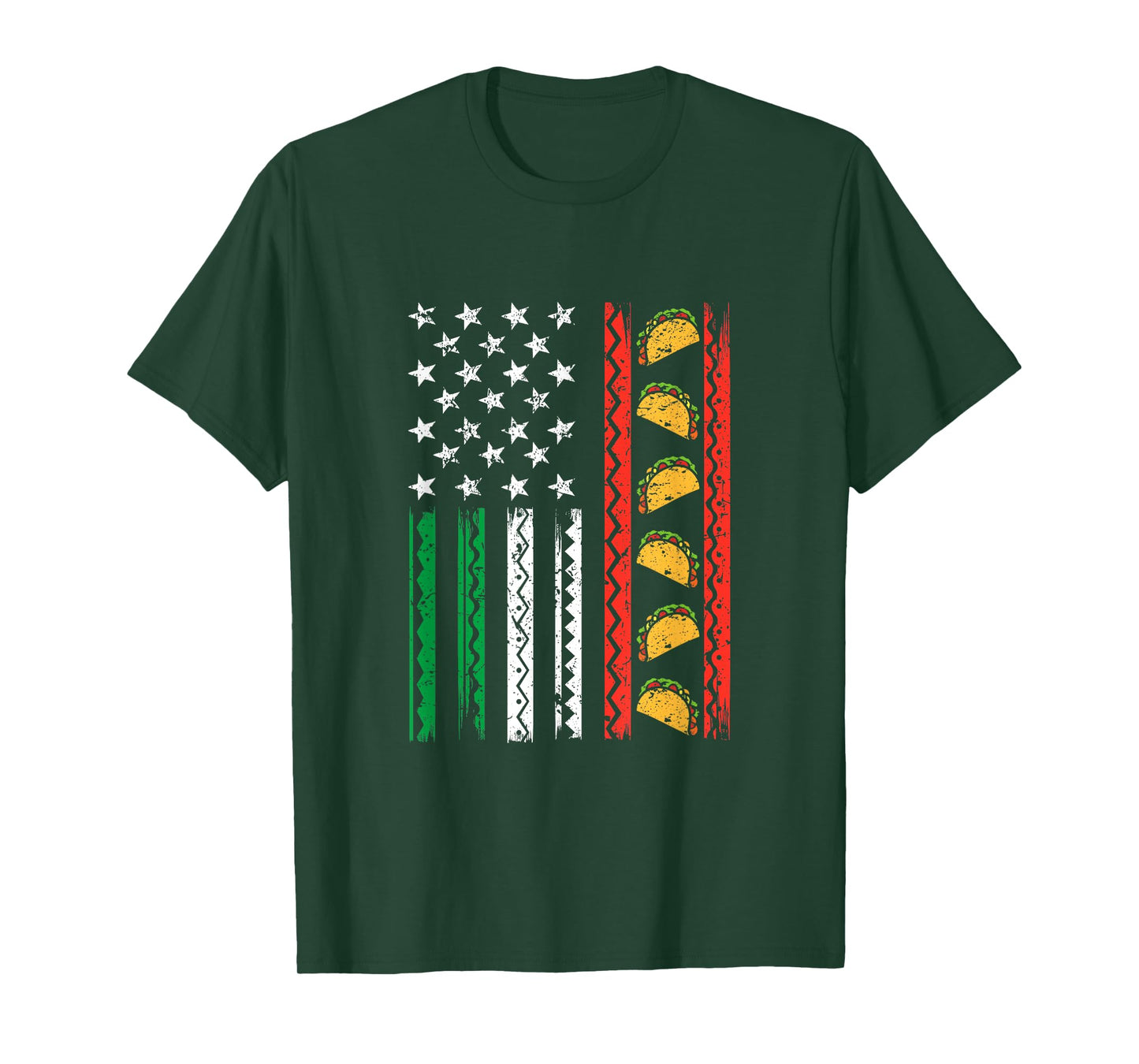 Cinco De Mayo Funny Tacos Grunge American Flag T-Shirt