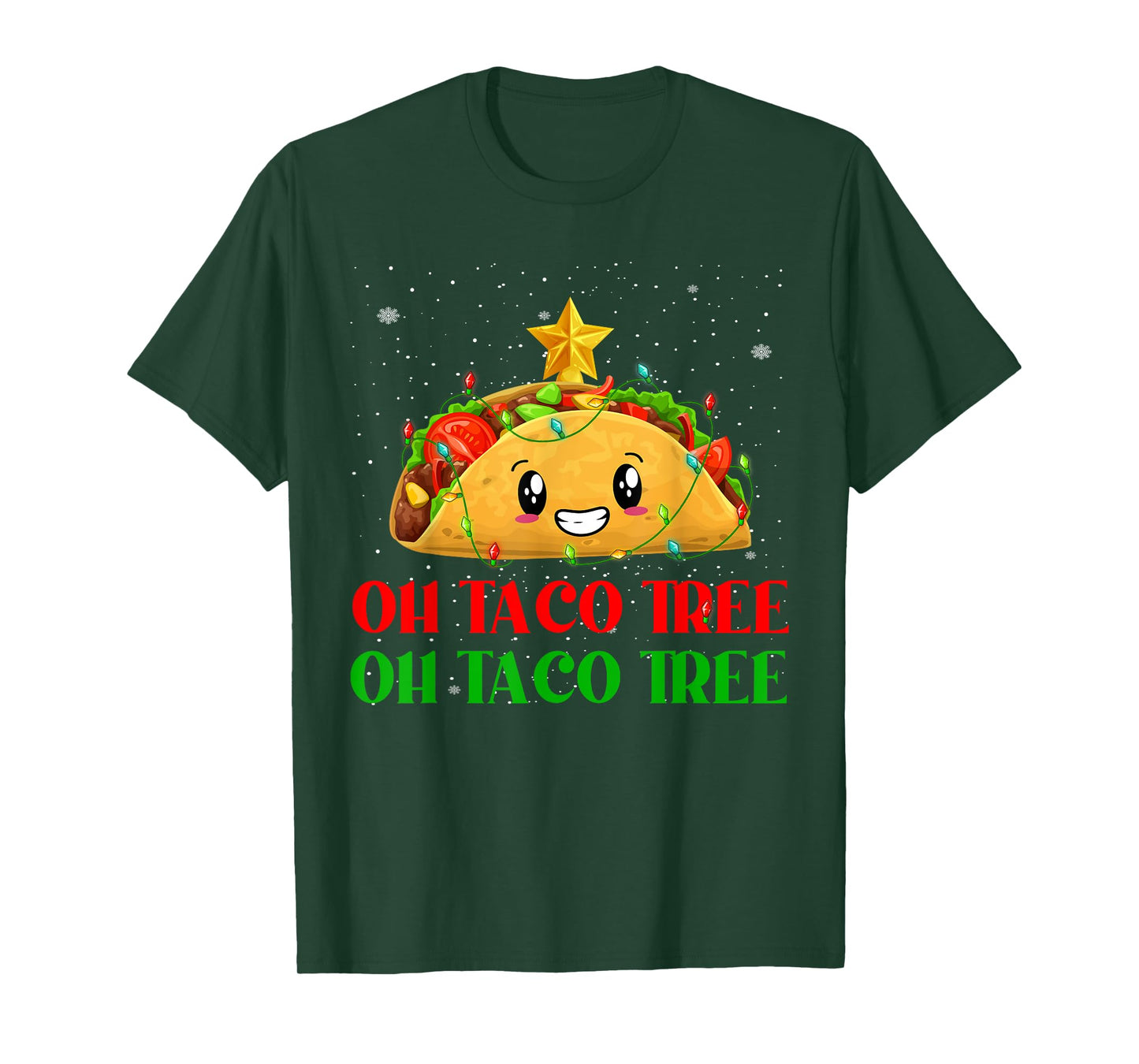 Funny Oh Taco Tree Mexican Tacos Christmas Tree Lights Xmas T-Shirt