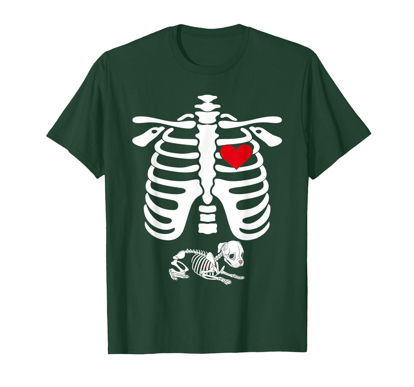 Skeleton Pregnancy Announcement Pitbull Dog Lovers Halloween T-Shirt
