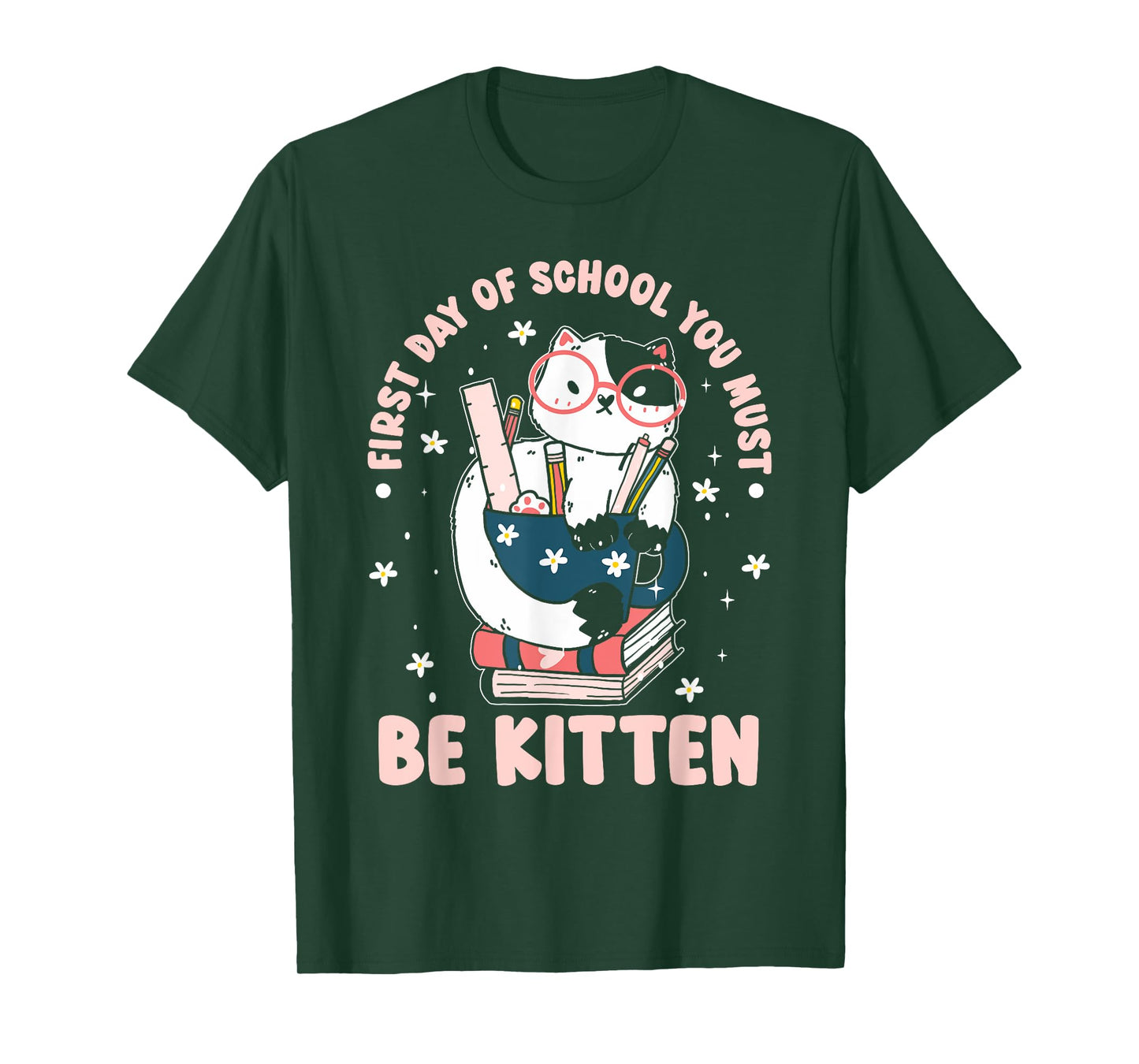 Cute Cat First Day Of School T-Shirt for Men Women Kids