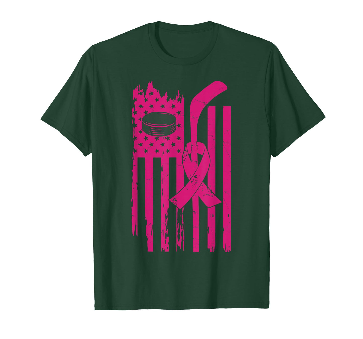 Hockey Pink Ribbon Breast Cancer Awareness Sport Lover T-Shirt