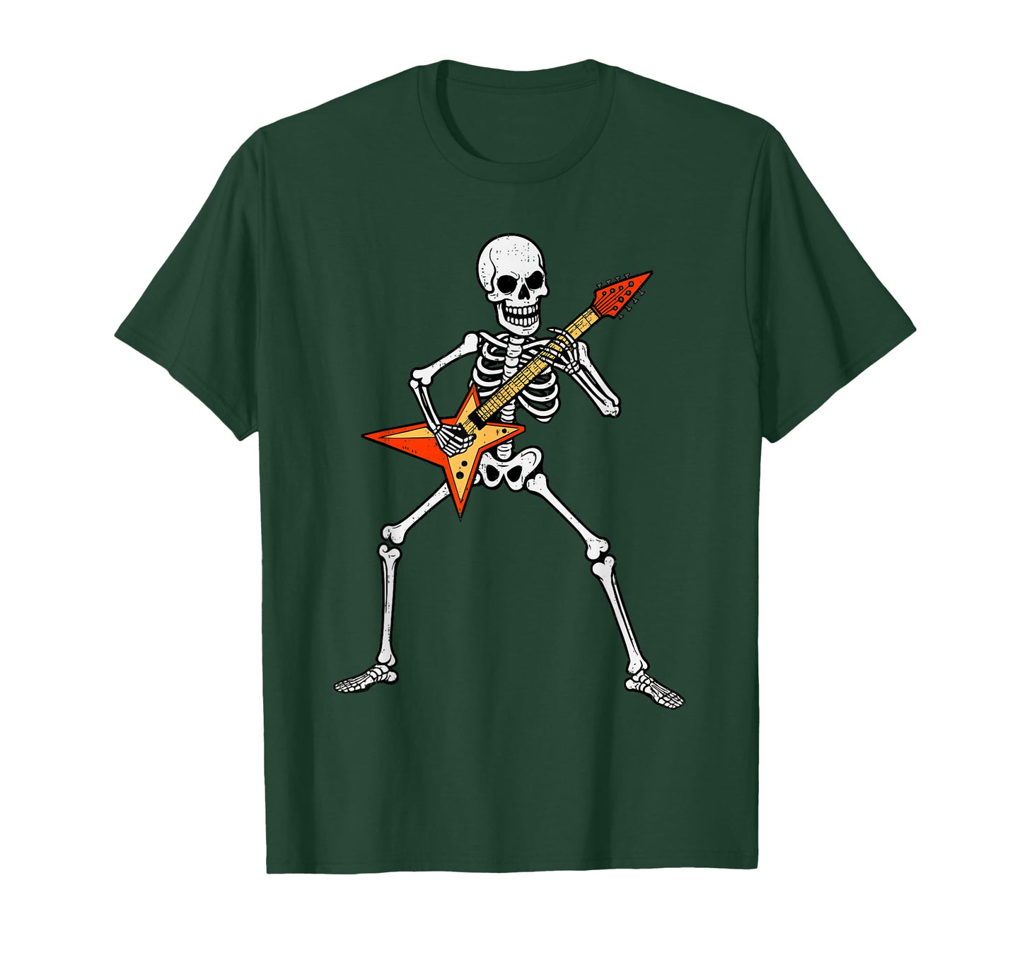 Skeleton Playing Guitar Rock Music Spooky Halloween Rocker T-Shirt