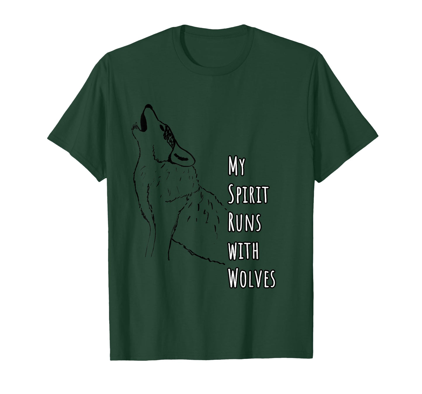 My Spirit Runs with Wolves Wolf Illustration Nature Wildlife T-Shirt