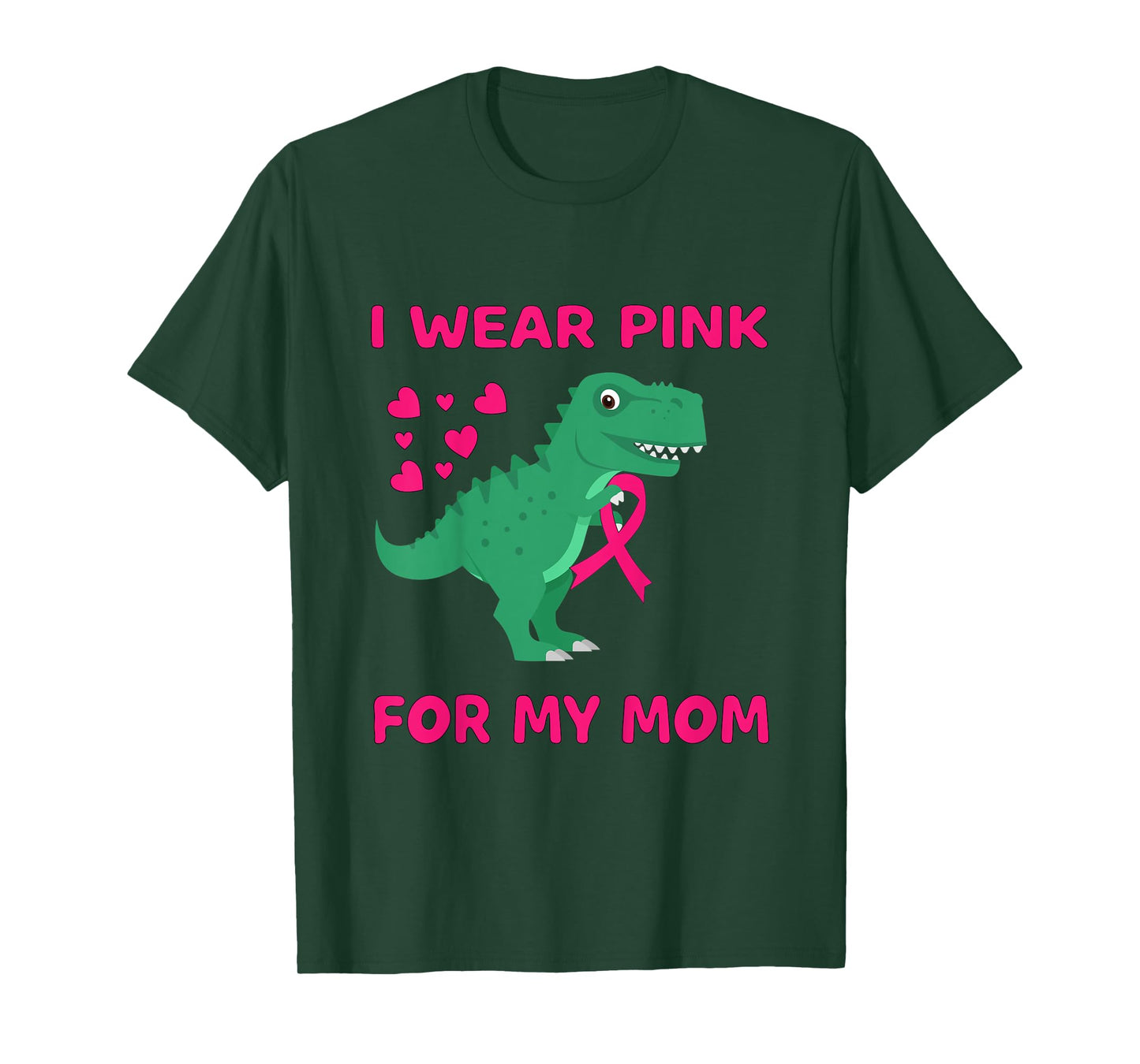 Kids I wear Pink for my Mom Breast Cancer Trex Dino Kids Toddler T-Shirt