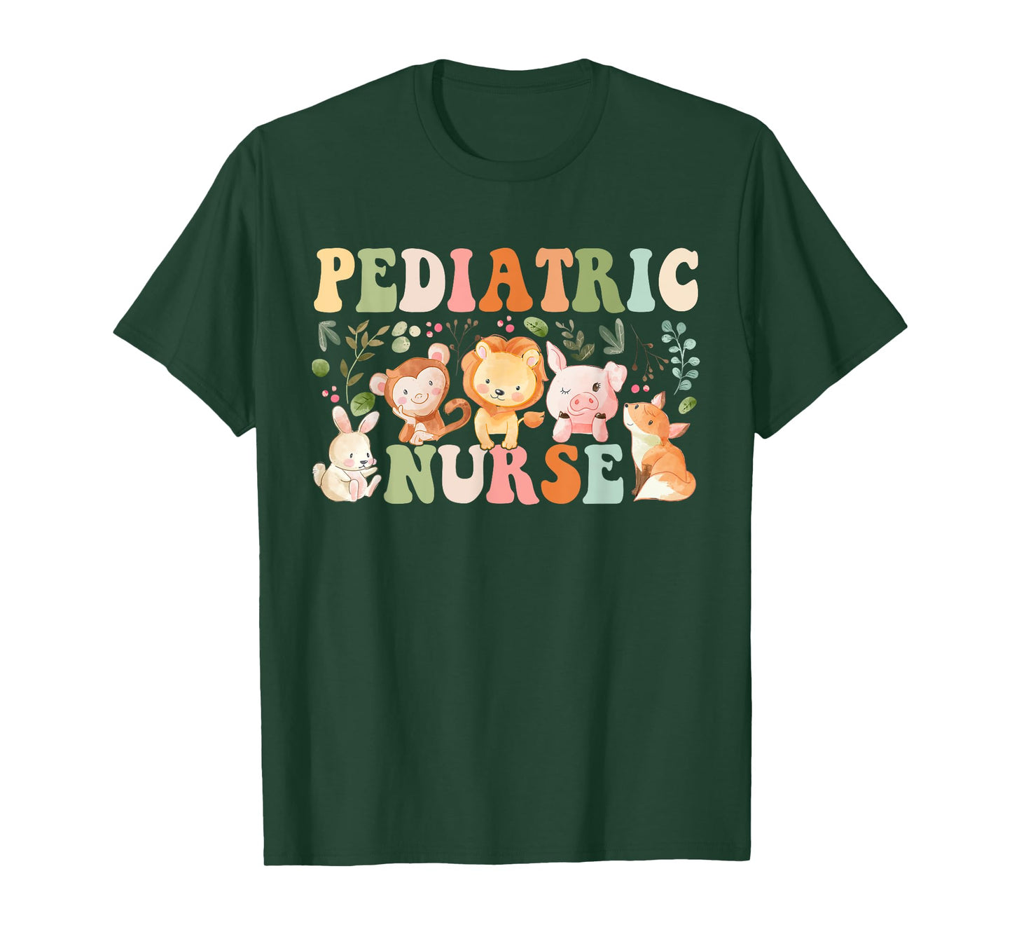 Pediatric Nurse Cute Zoo Animals PICU Registered Nurse T-Shirt