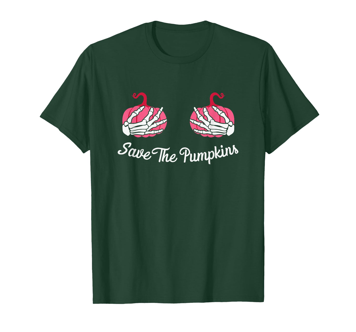 Save The Pumpkins Skeleton Hands Halloween Breast Cancer T-Shirt