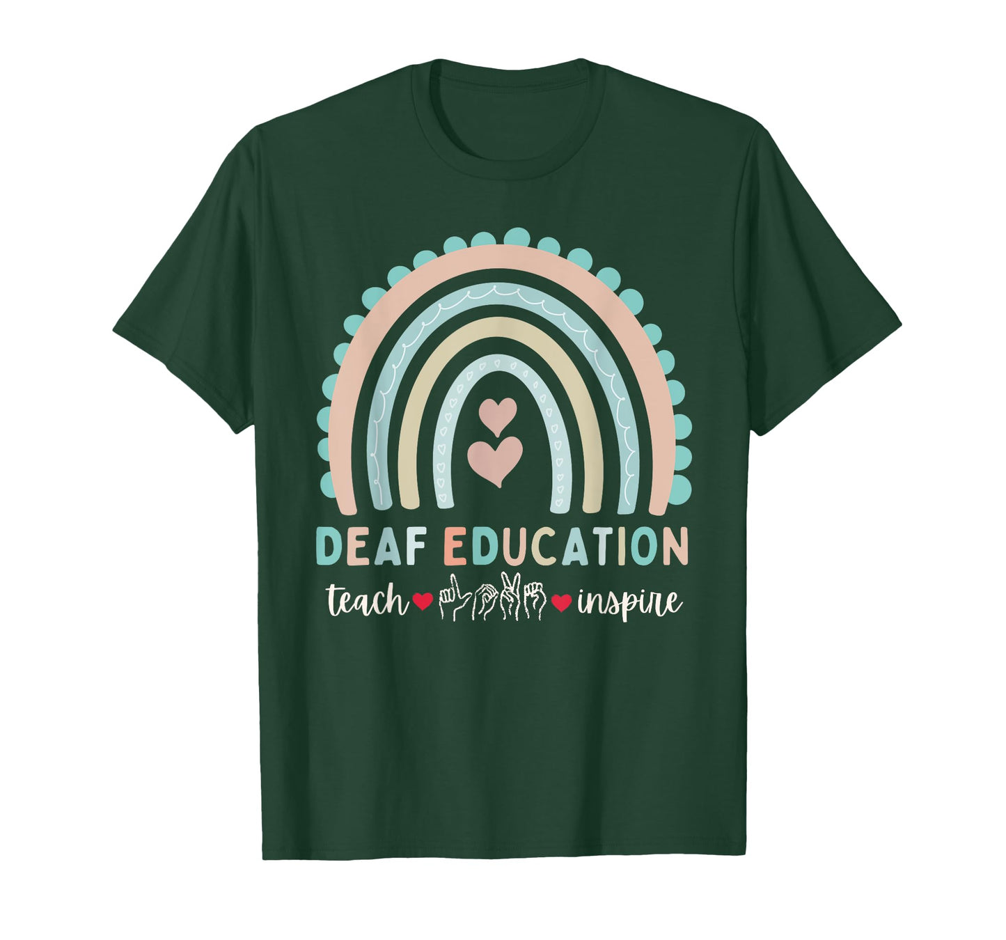 D/HH Teacher Deaf Hard of Hearing ASL Sped IEP Cute Rainbow Men Women Kids T-Shirt