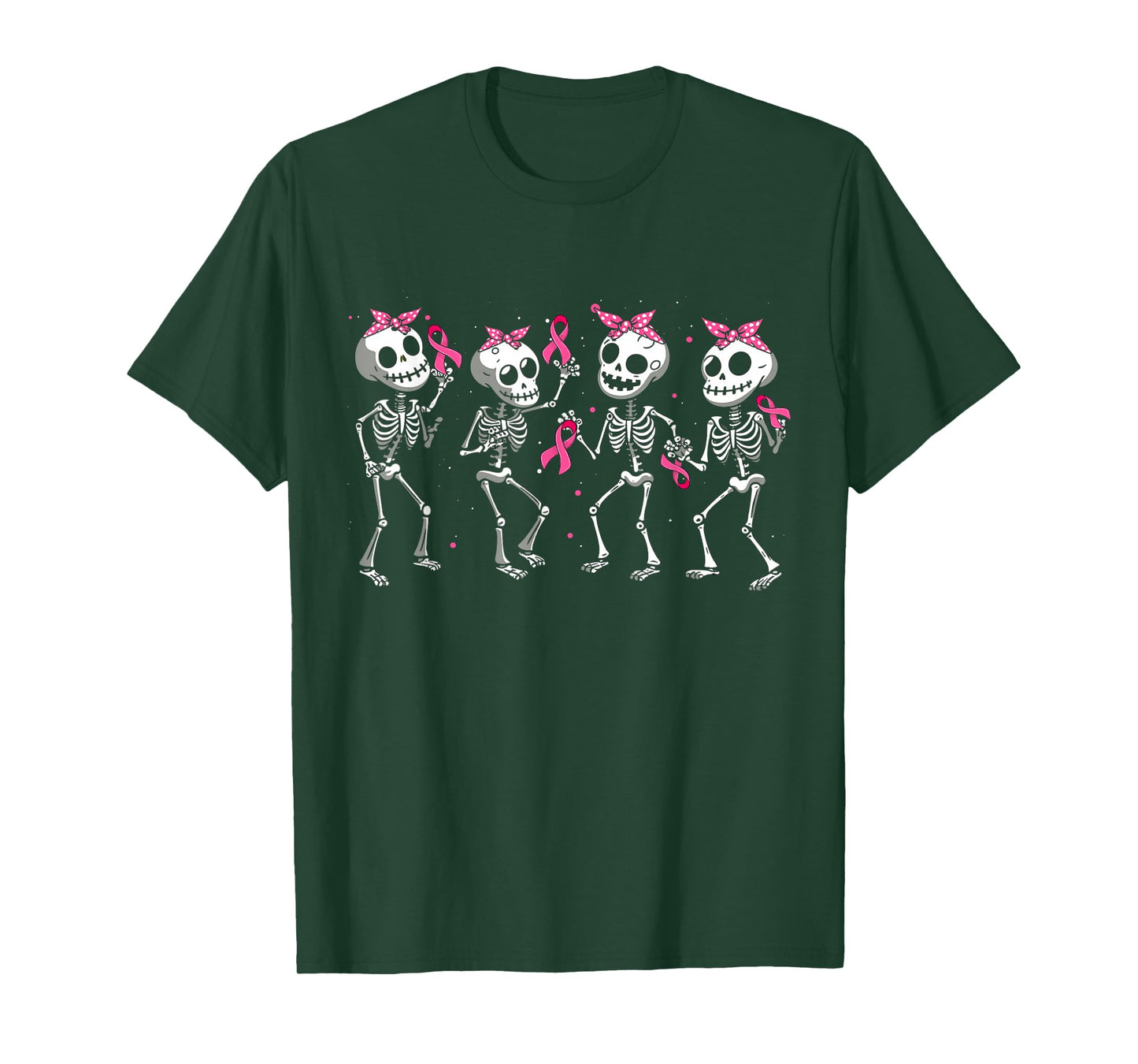 Pink Ribbon Breast Cancer Awareness Skeleton Women Men Kids T-Shirt