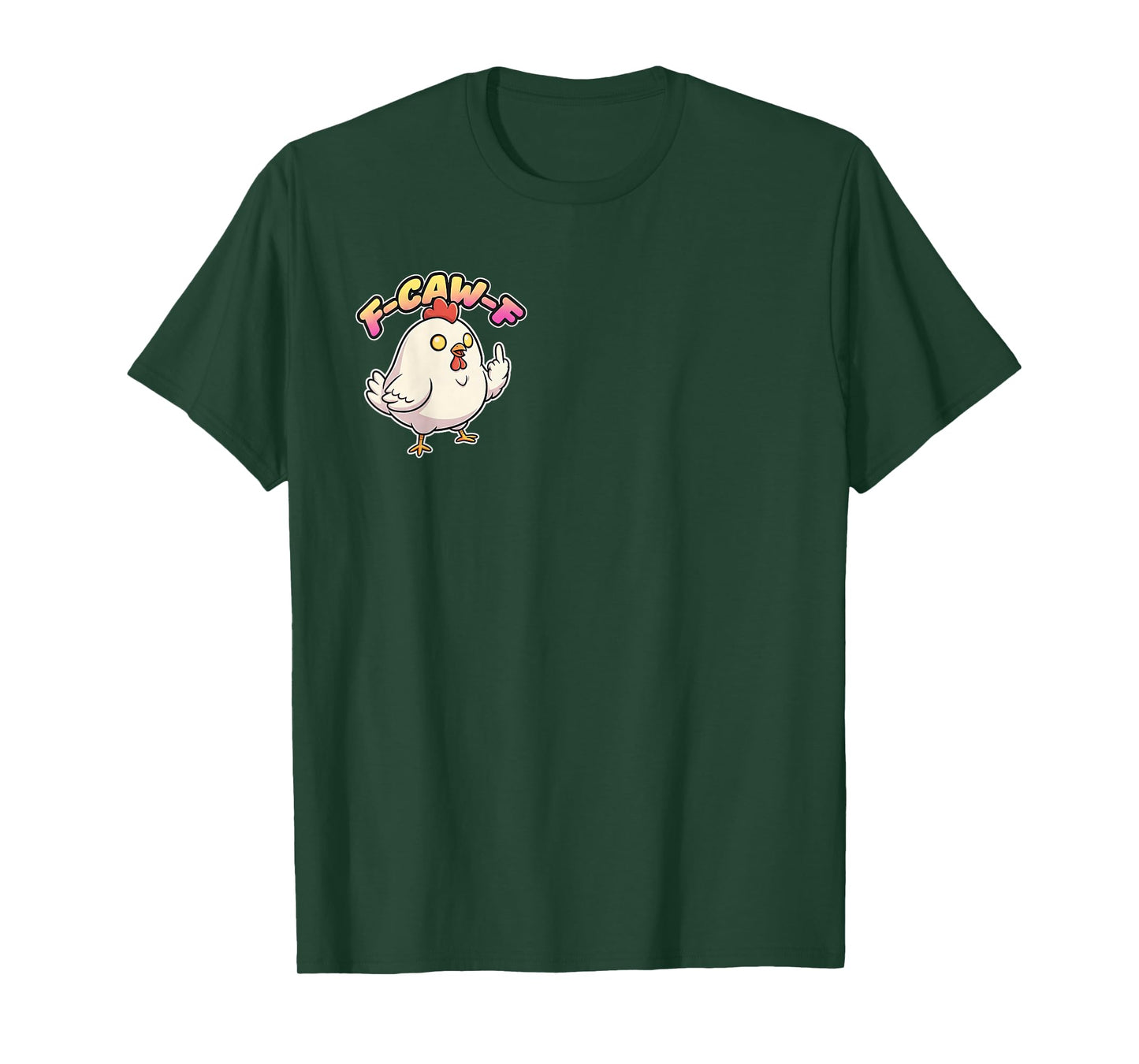 F CAW F Chubby Funny Angry Chicken Cartoon Middle Finger Tee T-Shirt
