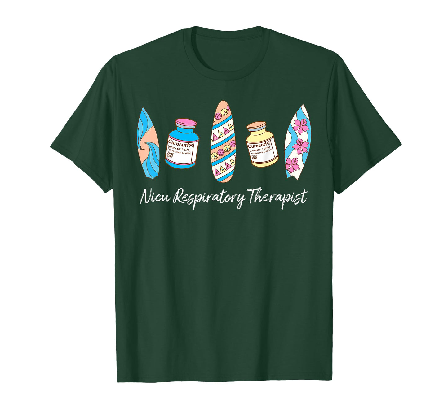 NICU Respiratory Therapist Surfboard Beach Summer Vibes T-Shirt
