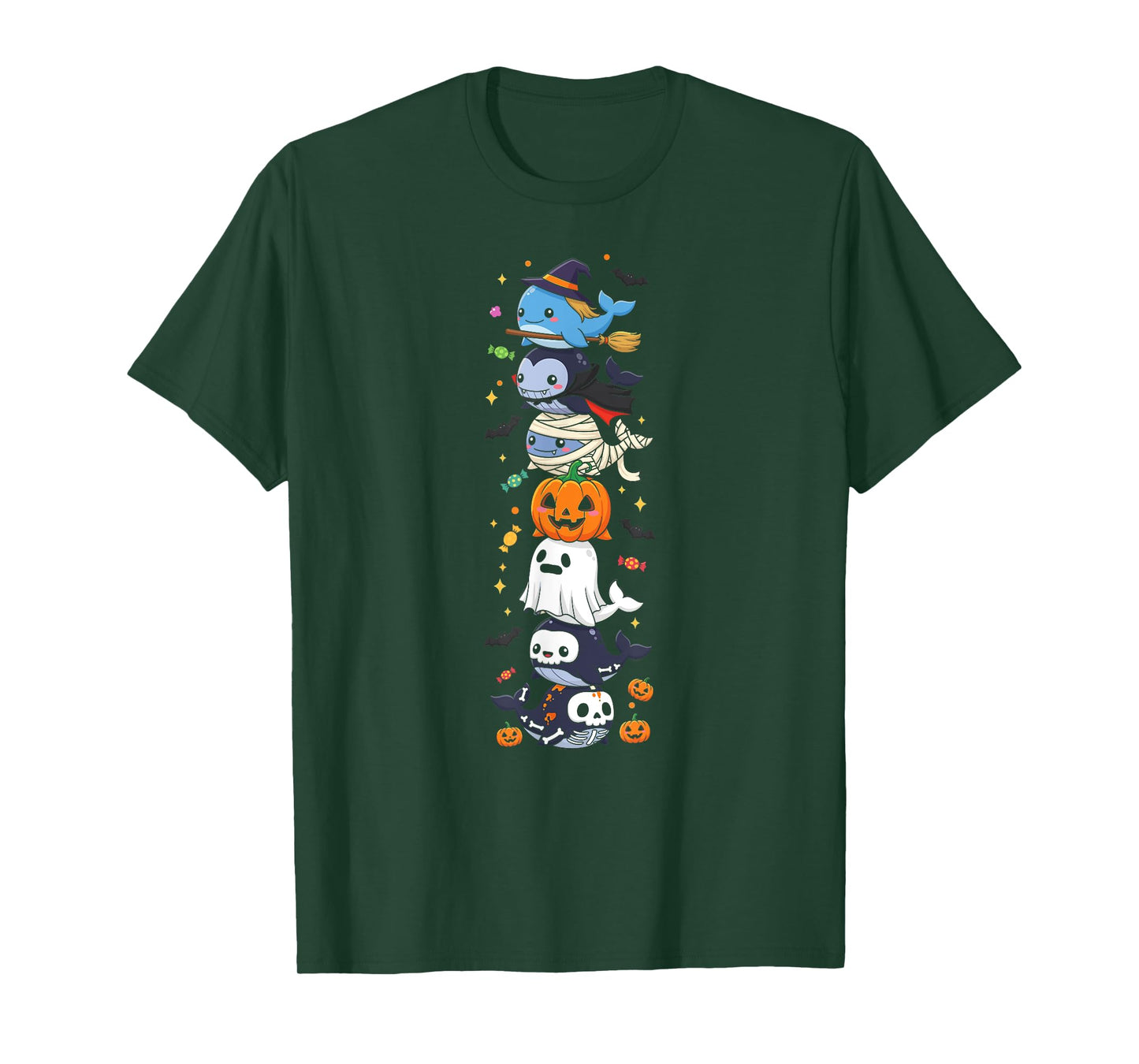 Funny Whale Witch Vampire Ghost Halloween Kids Mens Womens T-Shirt
