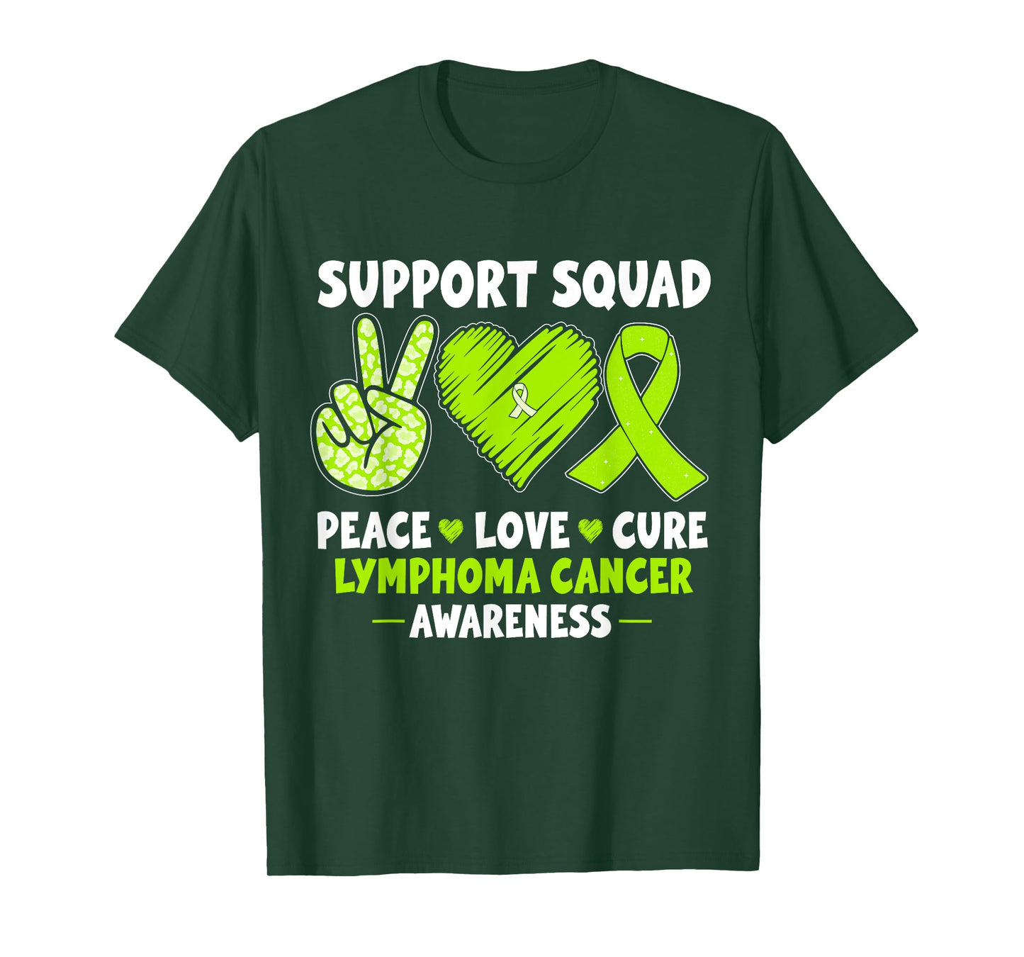 Support Squad Peace Love Cure Lymphoma Cancer Awareness T-Shirt