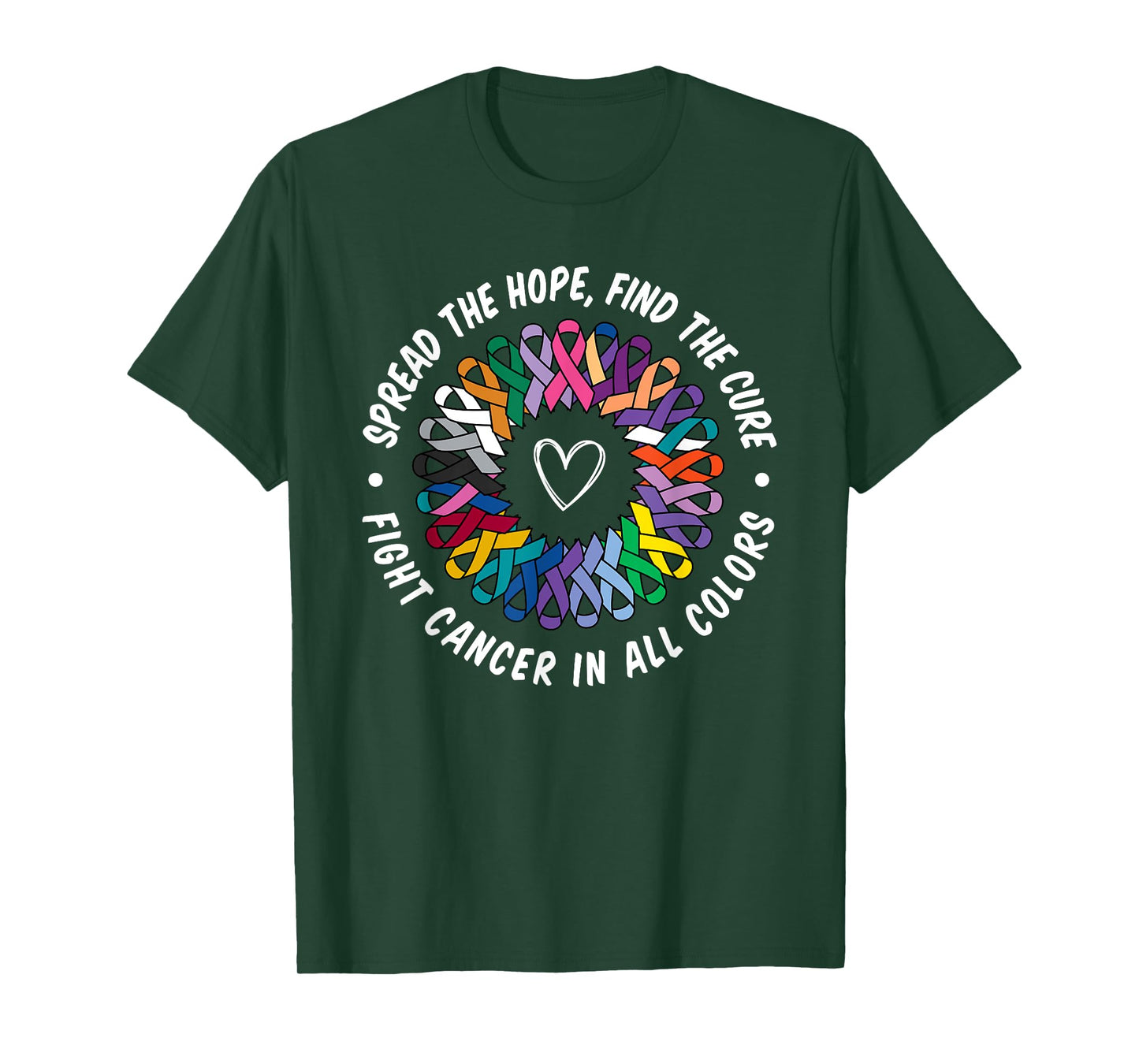 Fight Cancer in All and Every Color Flower Ribbon Heart Love T-Shirt