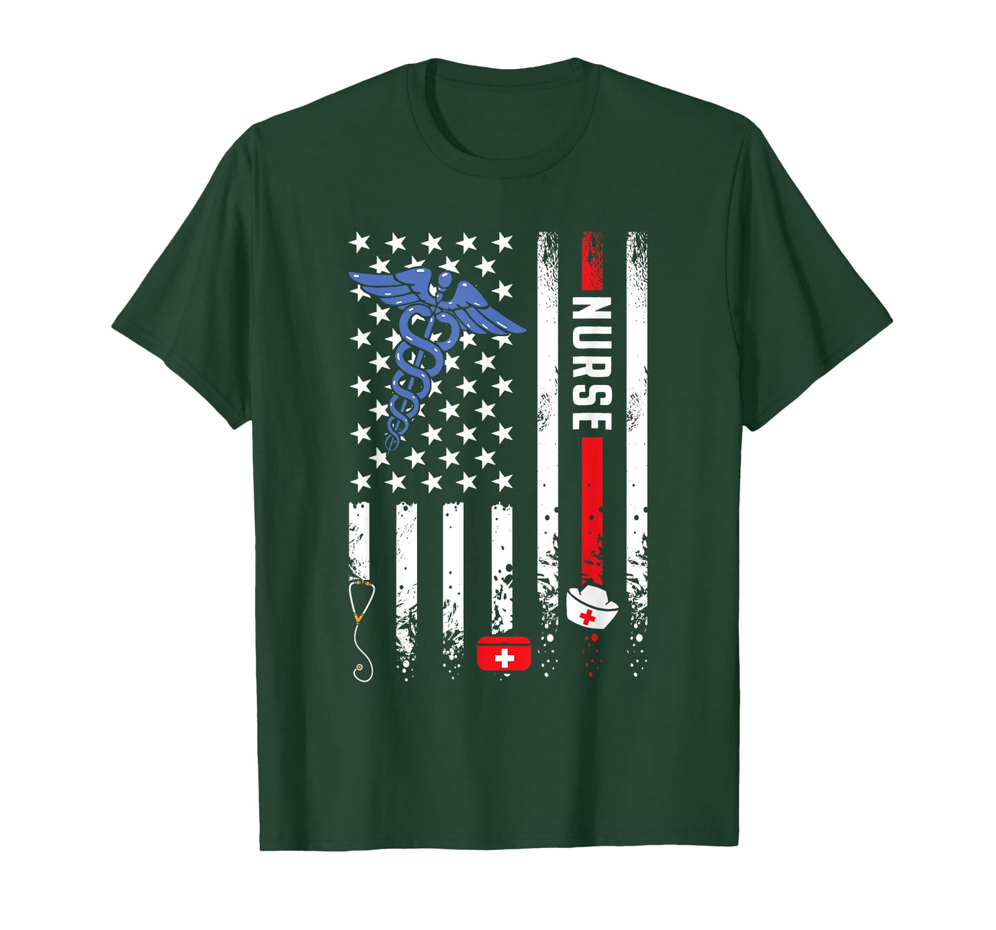USA American Flag Vintage Nurse Nursing 4th of July Women T-Shirt