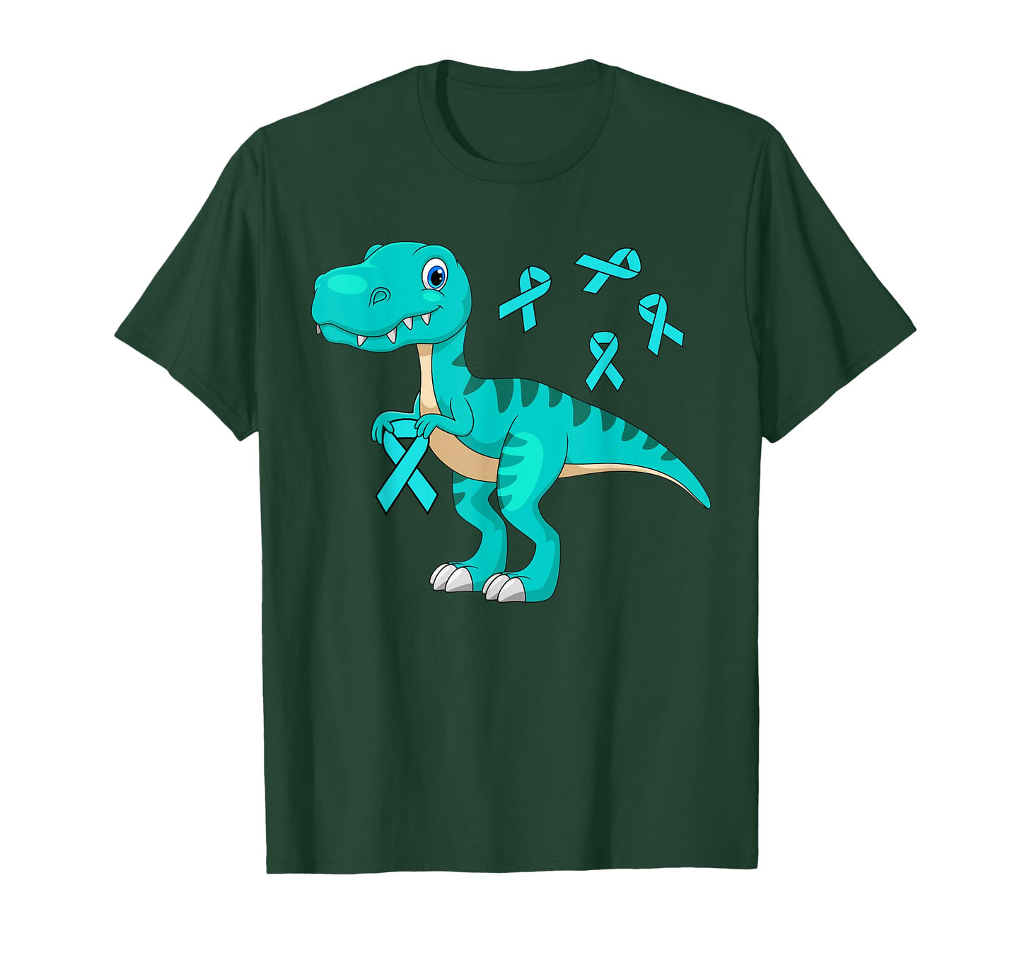 Ovarian Cancer Awareness Shirt Teal Ribbon Women Men Kids T-Shirt