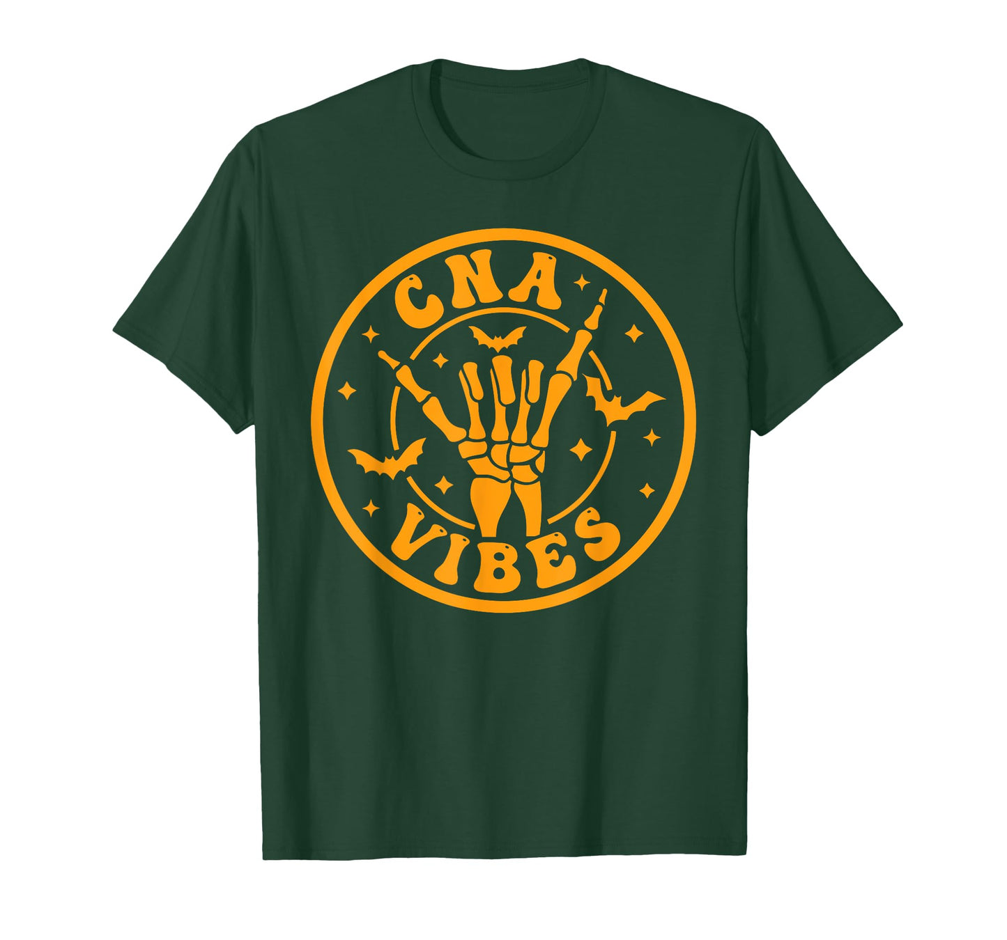 Retro CNA Vibes Skeleton Hand Nursing Assistant RN Halloween T-Shirt