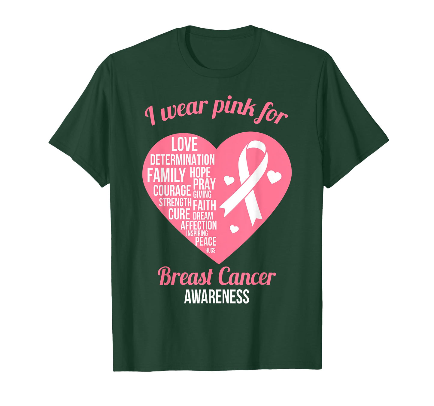I Wear Pink Ribbon Heart Cool Breast Cancer Awareness Gift T-Shirt