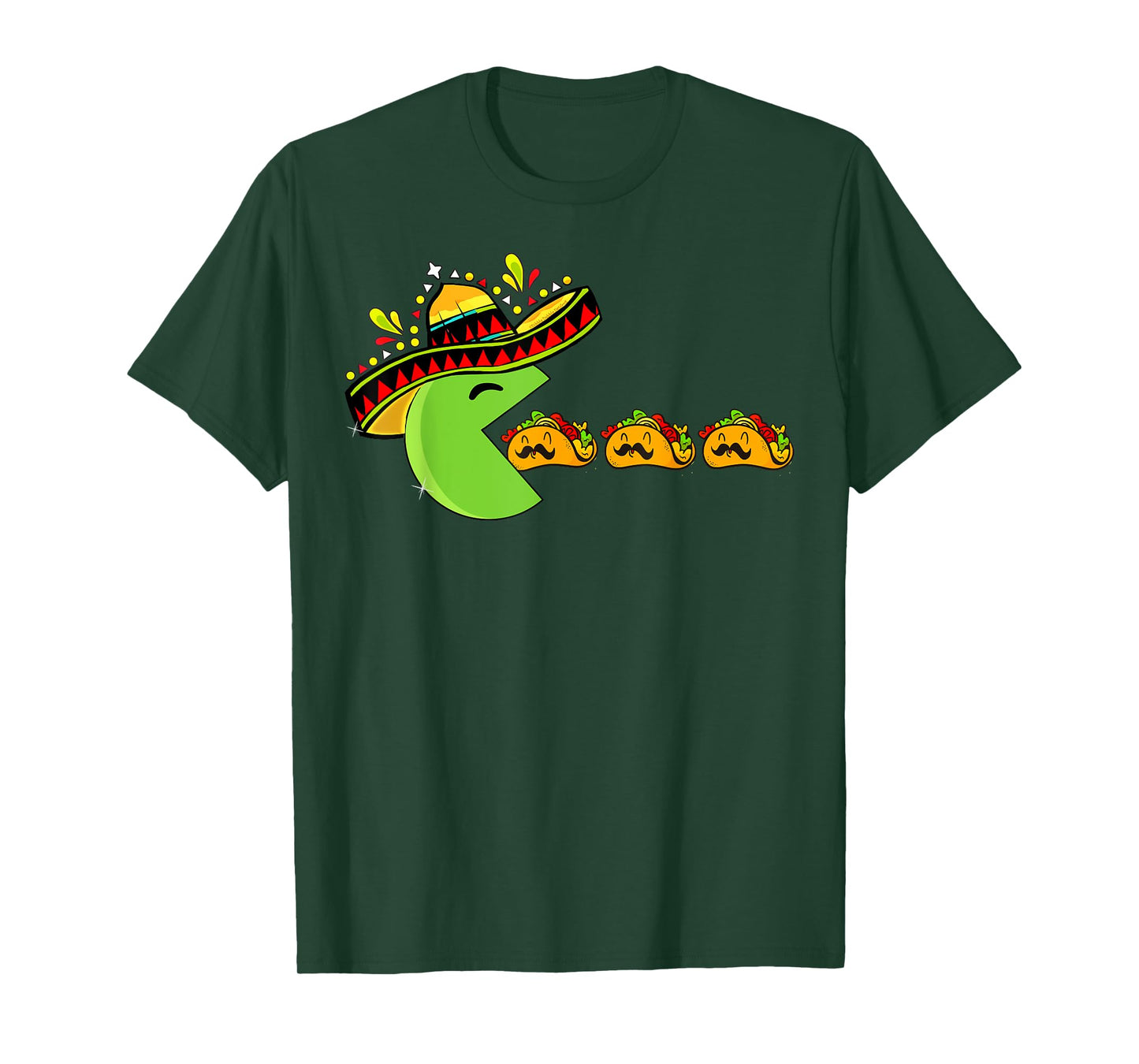 Sombrero Eating Funny Tacos with Mustaches Cinco de Mayo T-Shirt