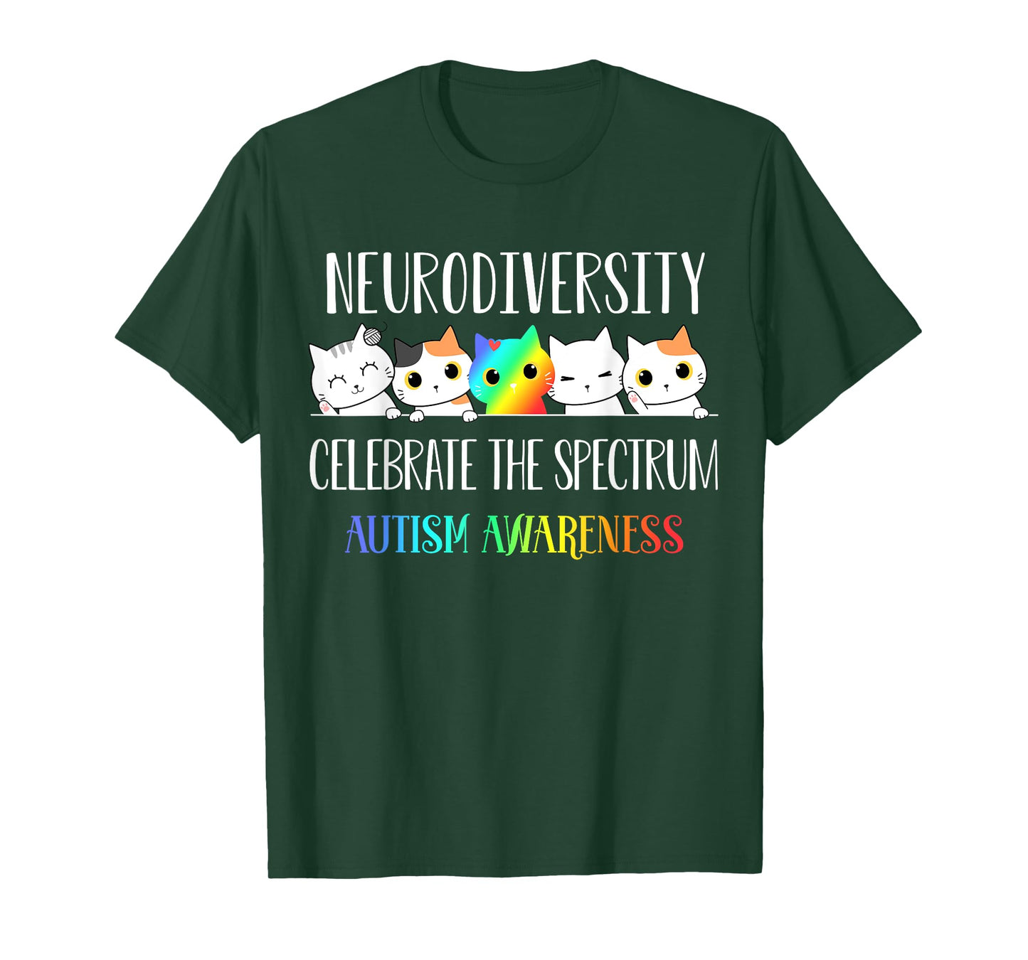 Autism Embrace Neurodiversity Celebrate the Spectrum Cat T-Shirt