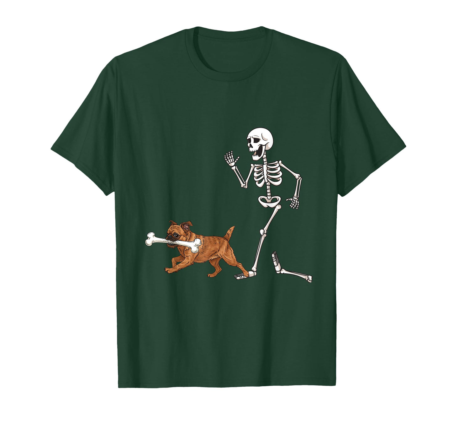Funny Halloween Brussels Griffon and Skeleton T-Shirt