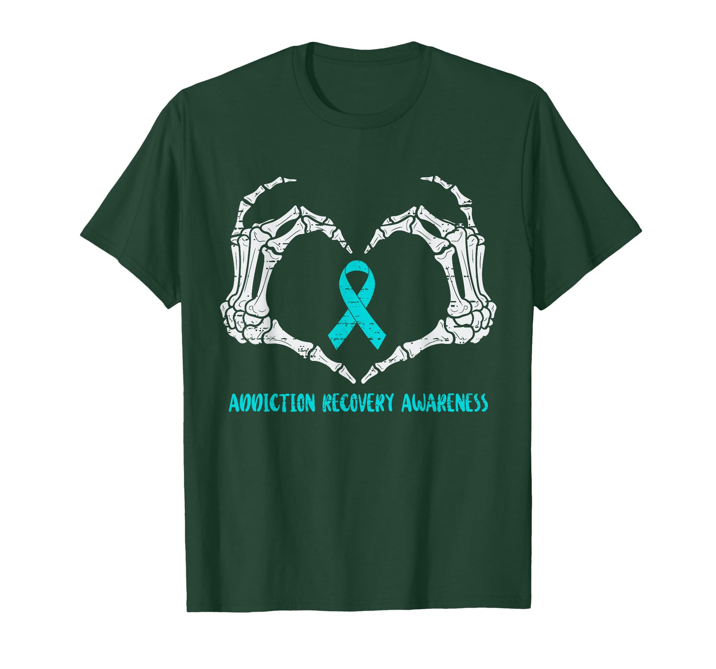 Addiction Recovery Awareness Drug Alcohol Skeleton Ribbon T-Shirt