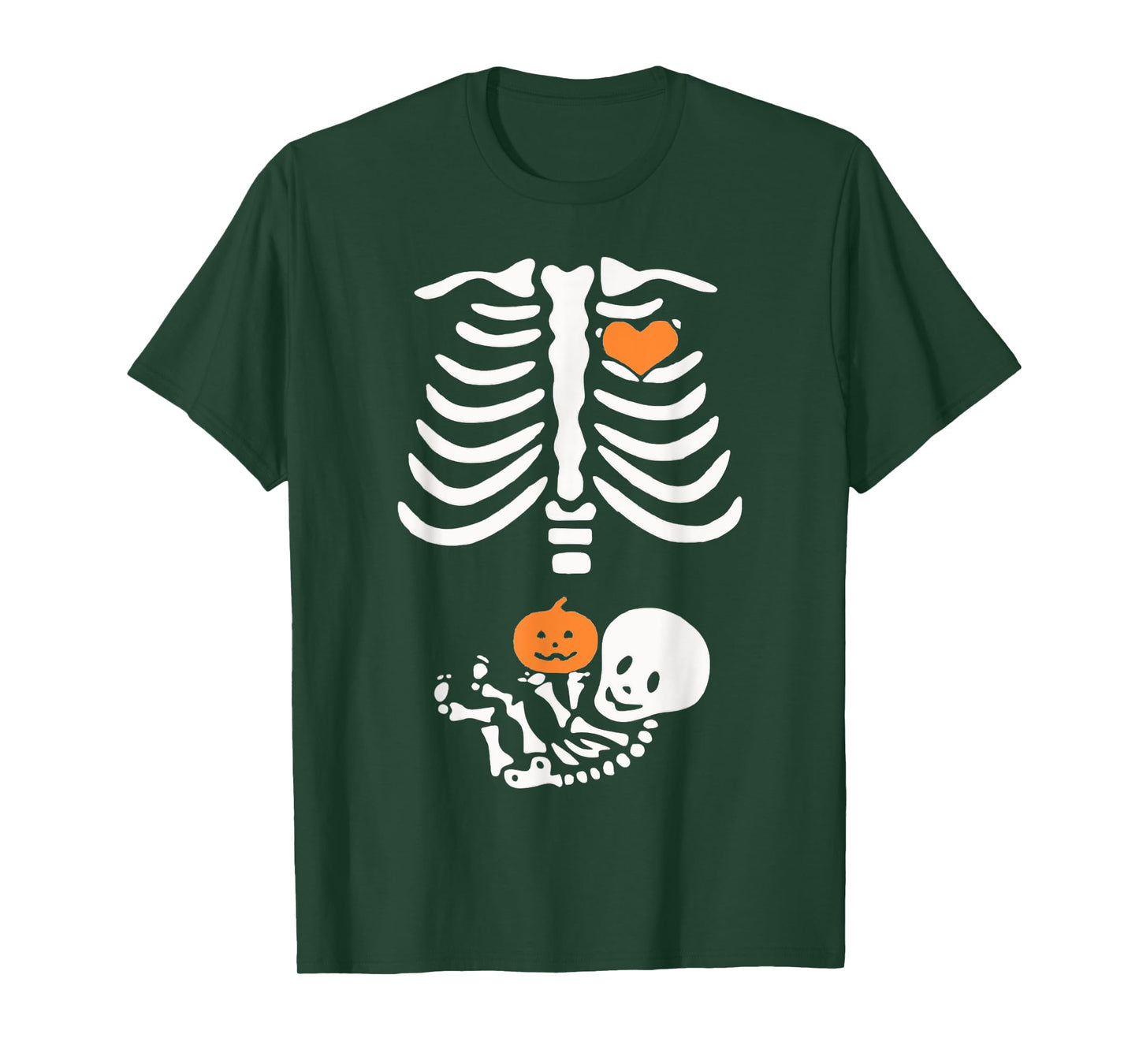 Halloween Maternity Skeleton Baby Heart Pregnancy Couples T-Shirt