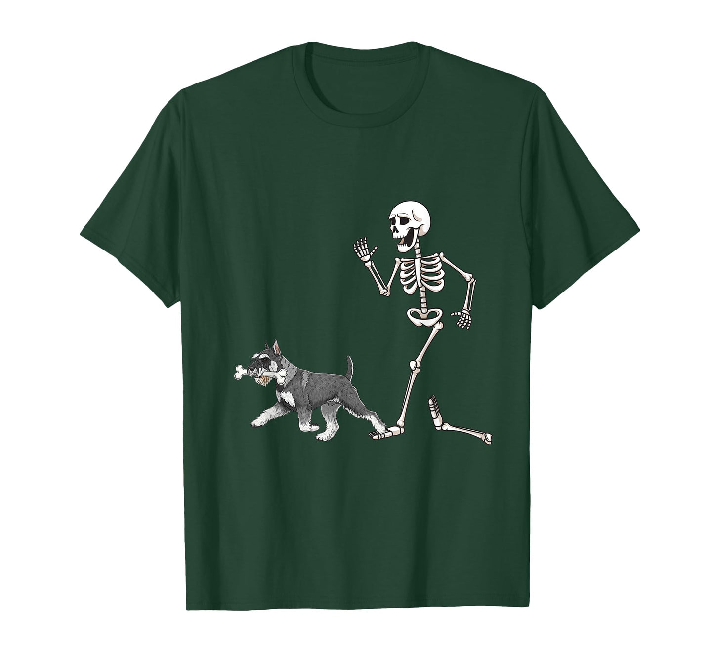 Funny Halloween Standard Schnauzer and Skeleton T-Shirt
