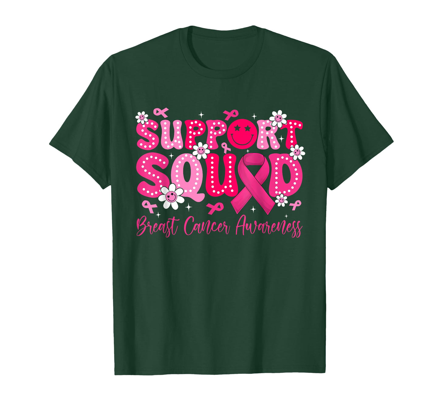 Retro Groovy Support Squad Breast Cancer Awareness Month T-Shirt