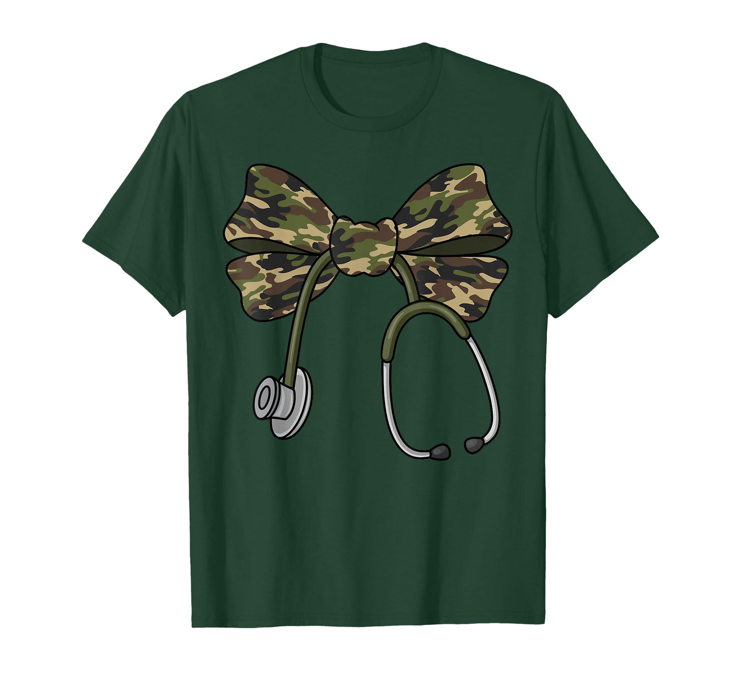 Camo Coquette Nurse Stethoscope Bow Camouflage Nurse T-Shirt