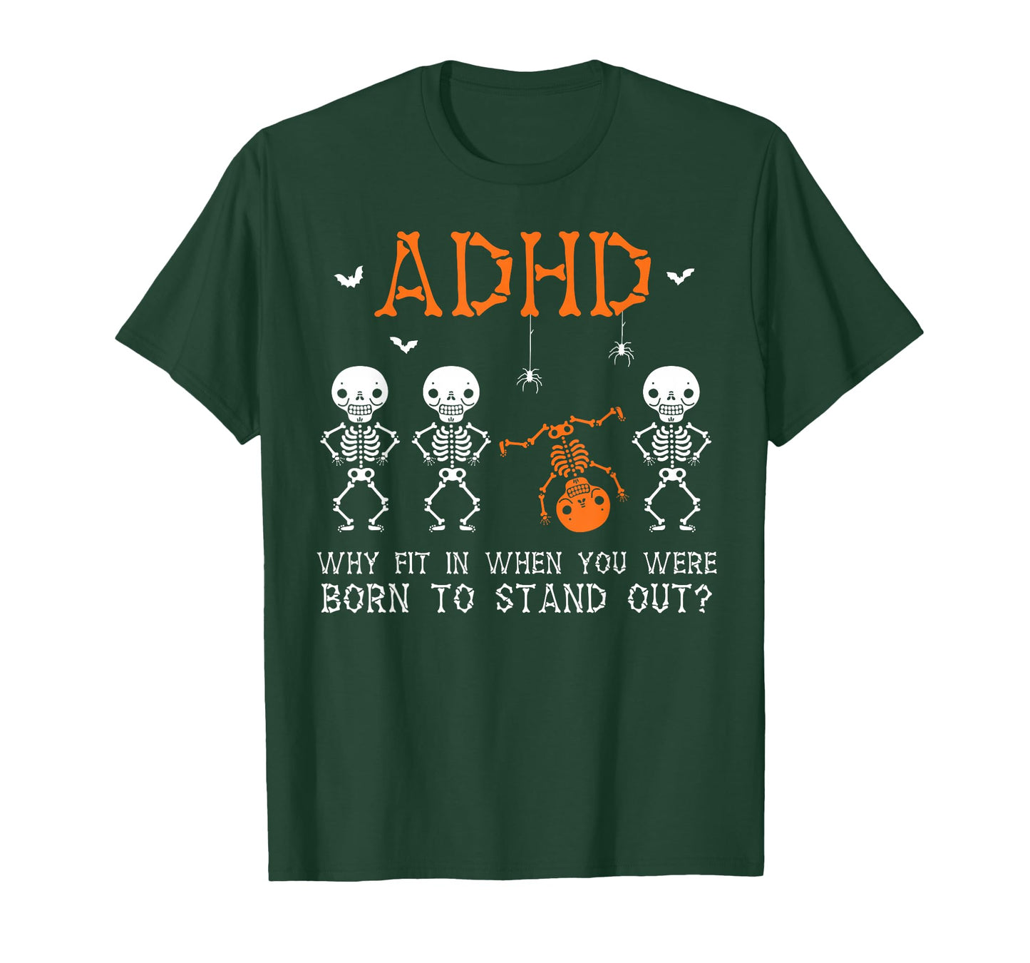 ADHD Halloween Skeleton Graphic Fun Mental Health Awareness T-Shirt