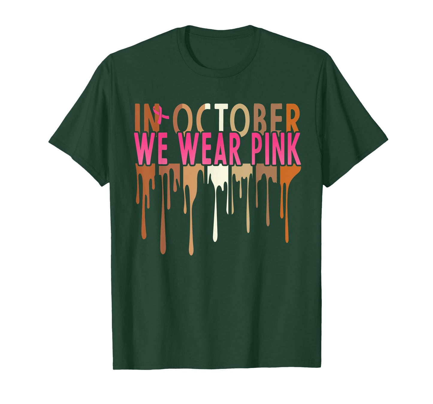 Melanin In October We Wear Pink Breast Cancer Awareness T-Shirt