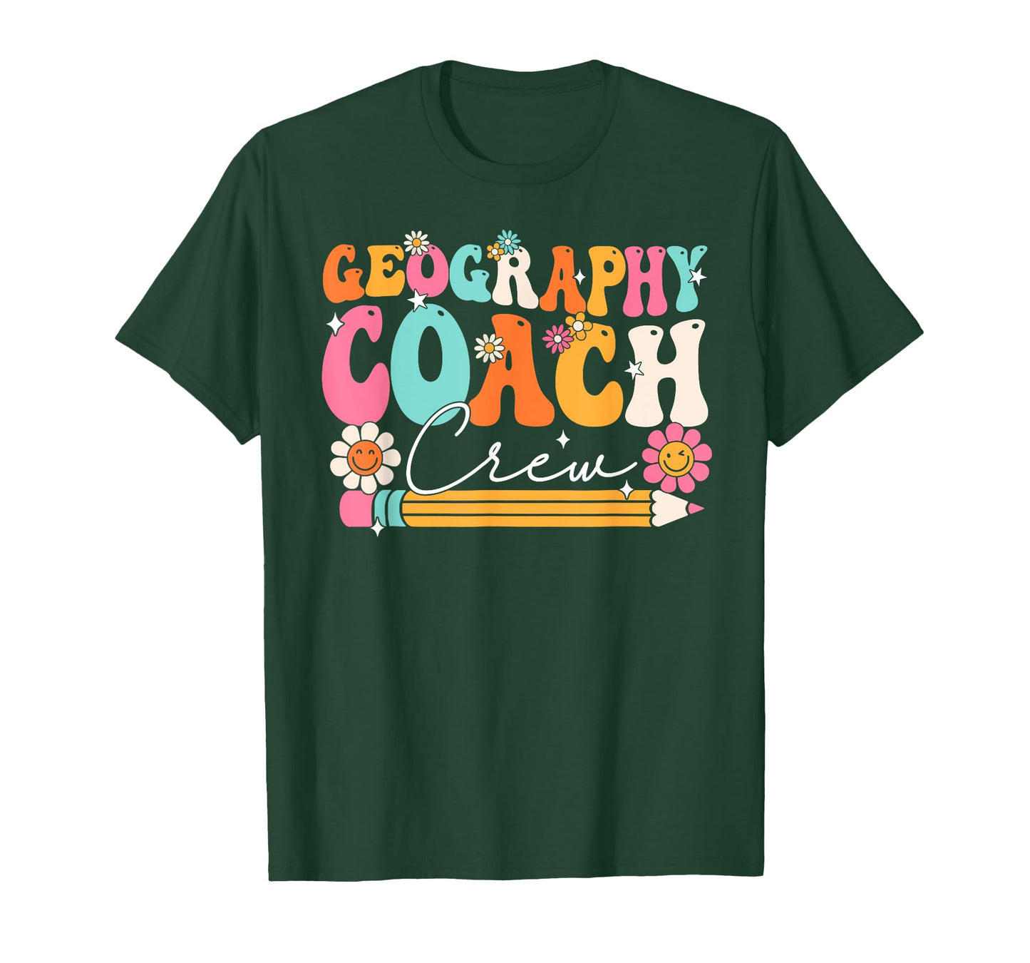 Geography Coach Crew Groovy Vintage Happy First Day School T-Shirt