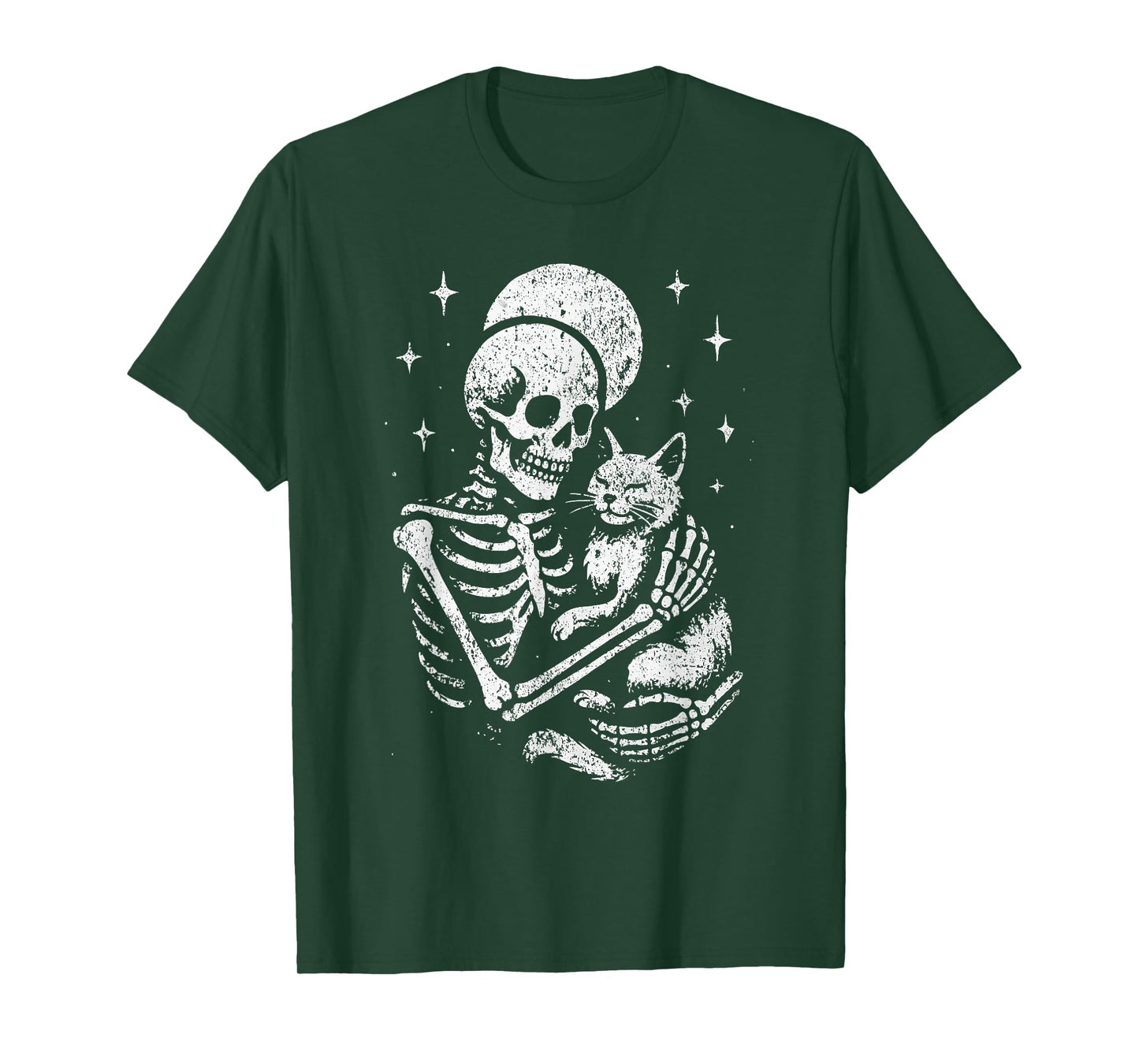 Skeleton Cat Skull Kitty Goth Halloween Skeleton Hugging Cat T-Shirt
