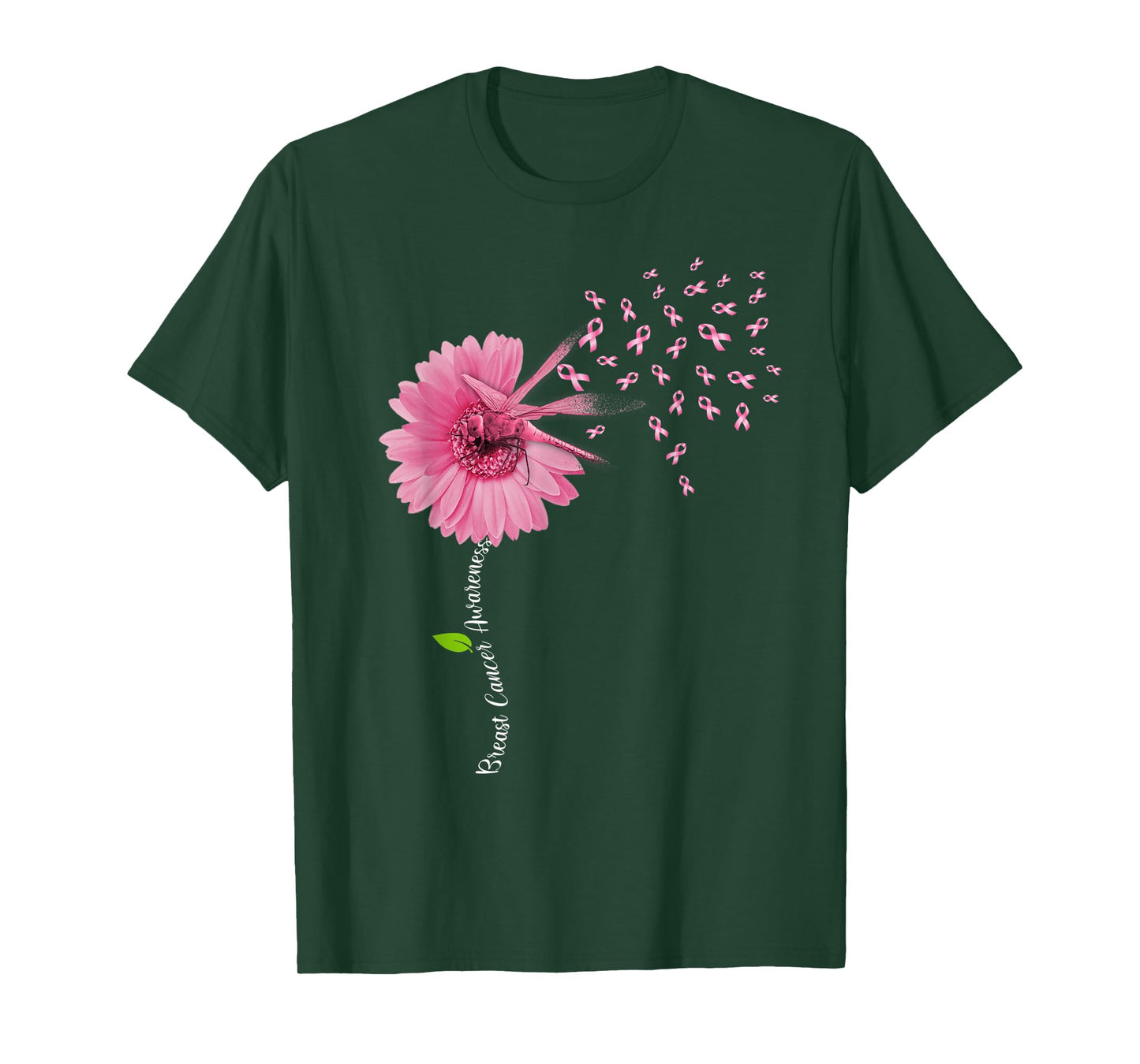 Dragonfly Tshirt Breast Cancer Awareness Gift Flowers Women T-Shirt