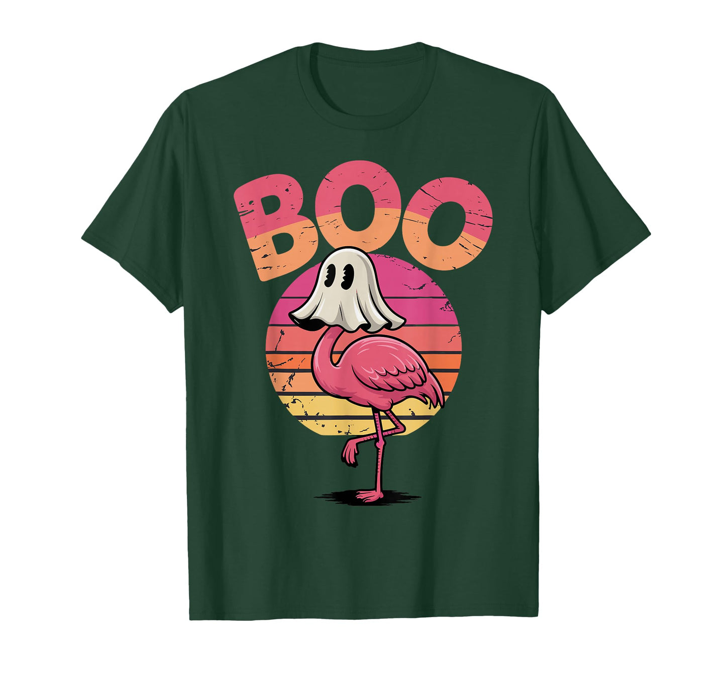 Flamingo Ghost Boo Pink Sunset T-Shirt