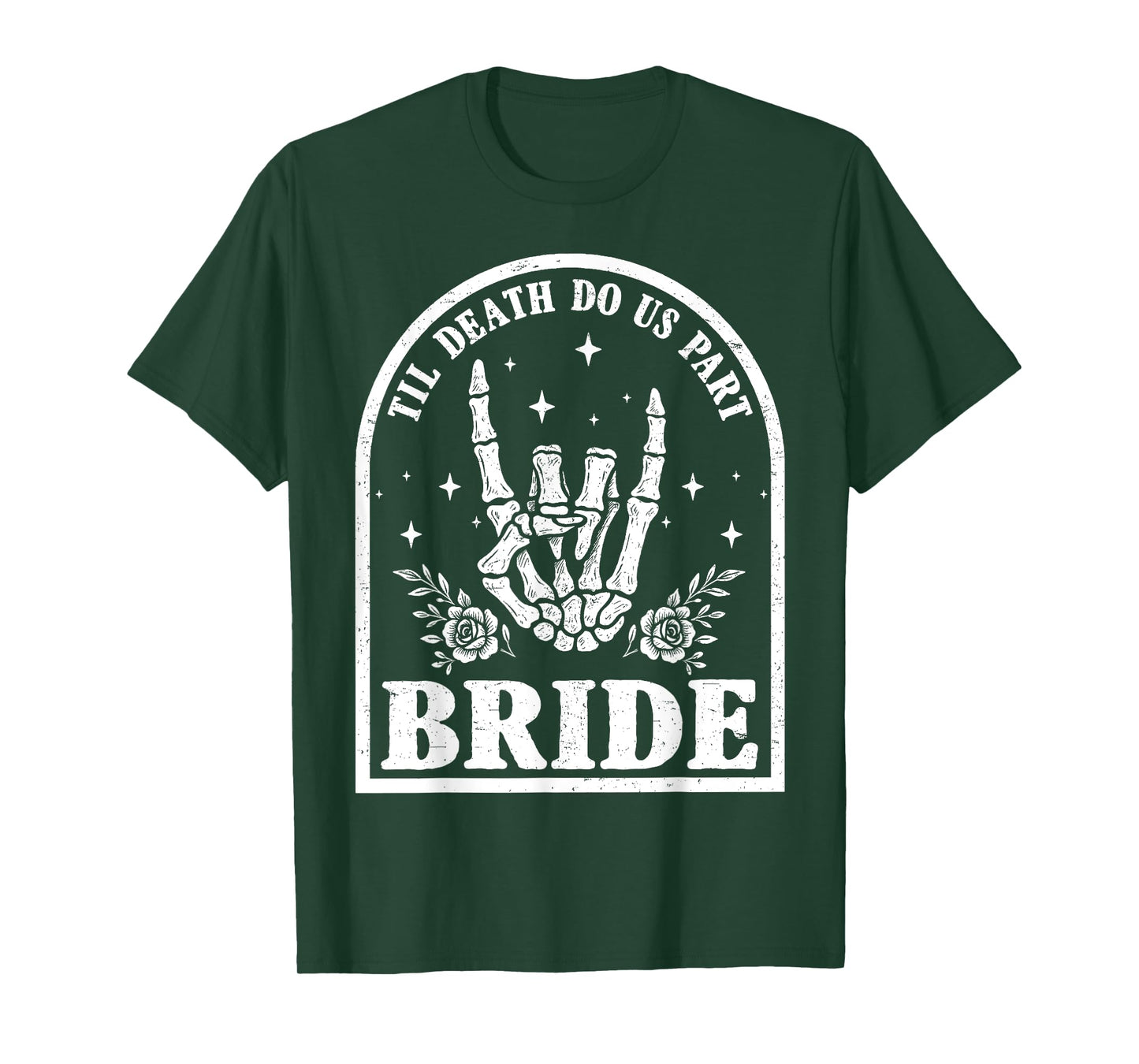 Groom Bride Skeleton Rock Hand Couples Wedding Halloween Tee T-Shirt