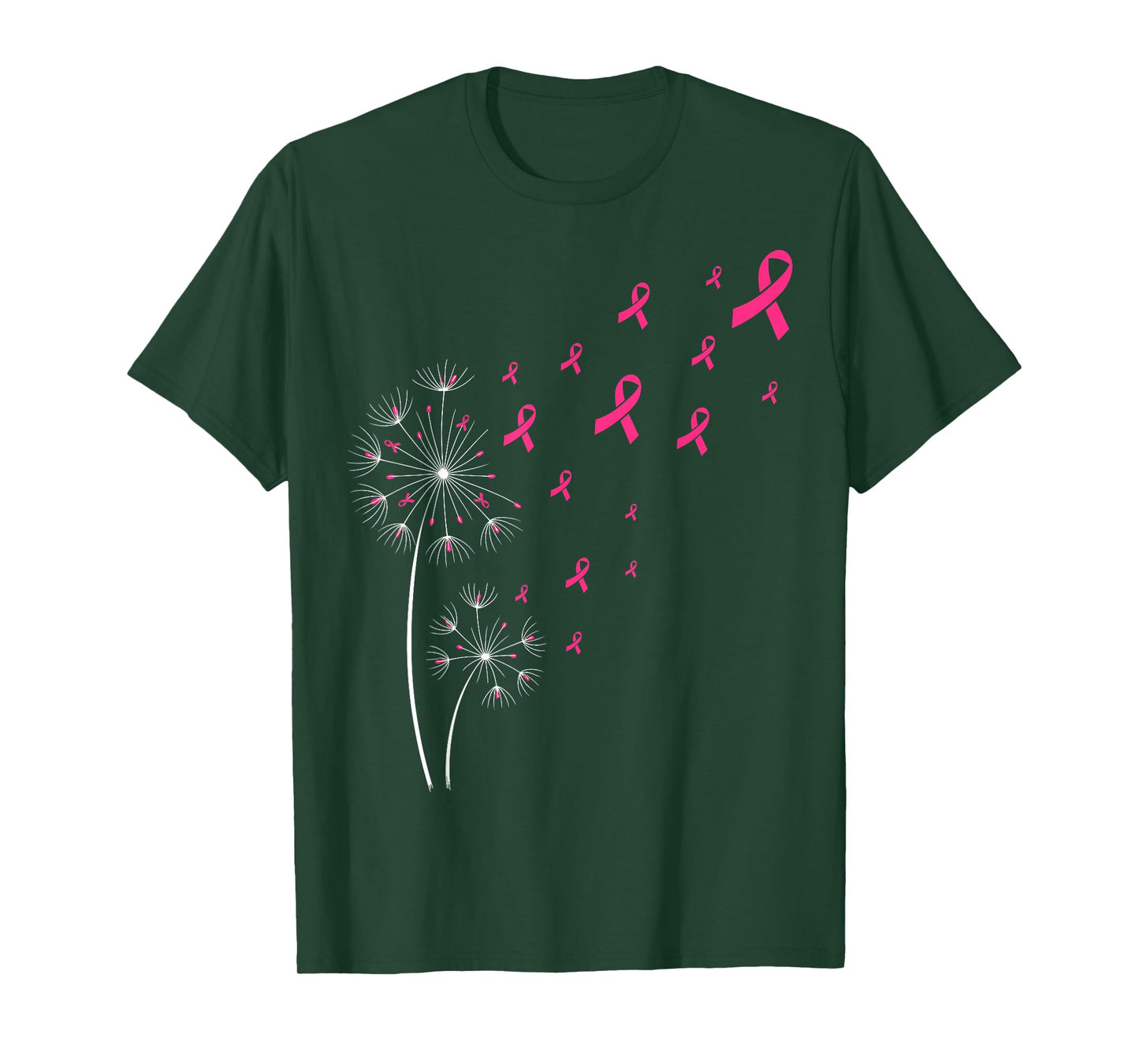 Pink Ribbon Dandelion Breast Cancer Awareness Women T-Shirt