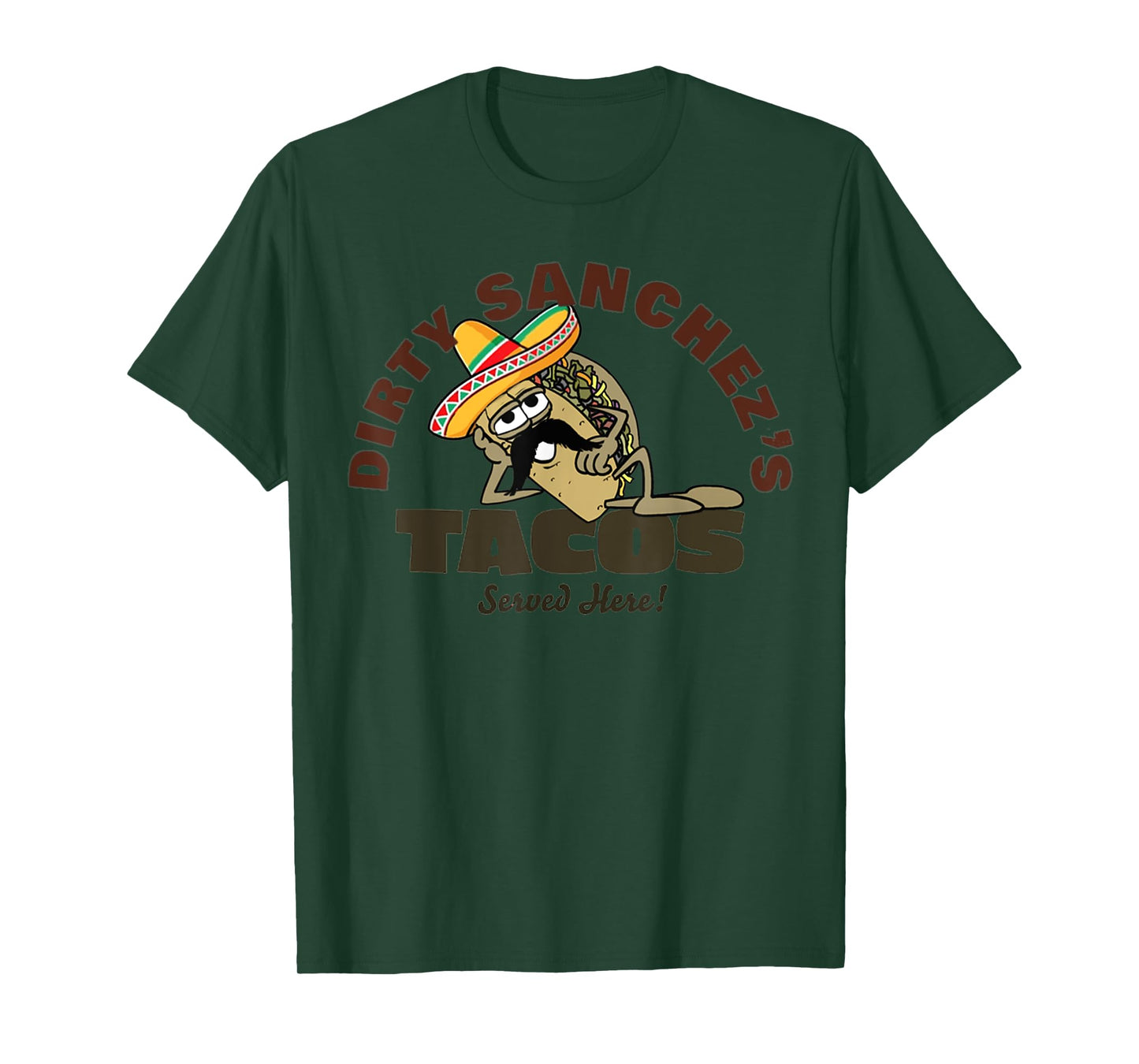 C&C Designs Dirty Sanchez Tacos Food Funny Mustache T-Shirt, Small
