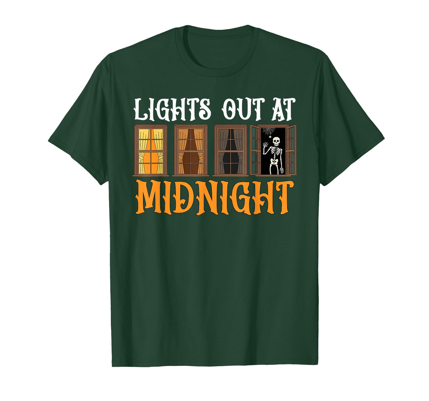 Midnight Lights Skeleton Halloween Creepy Night T-Shirt