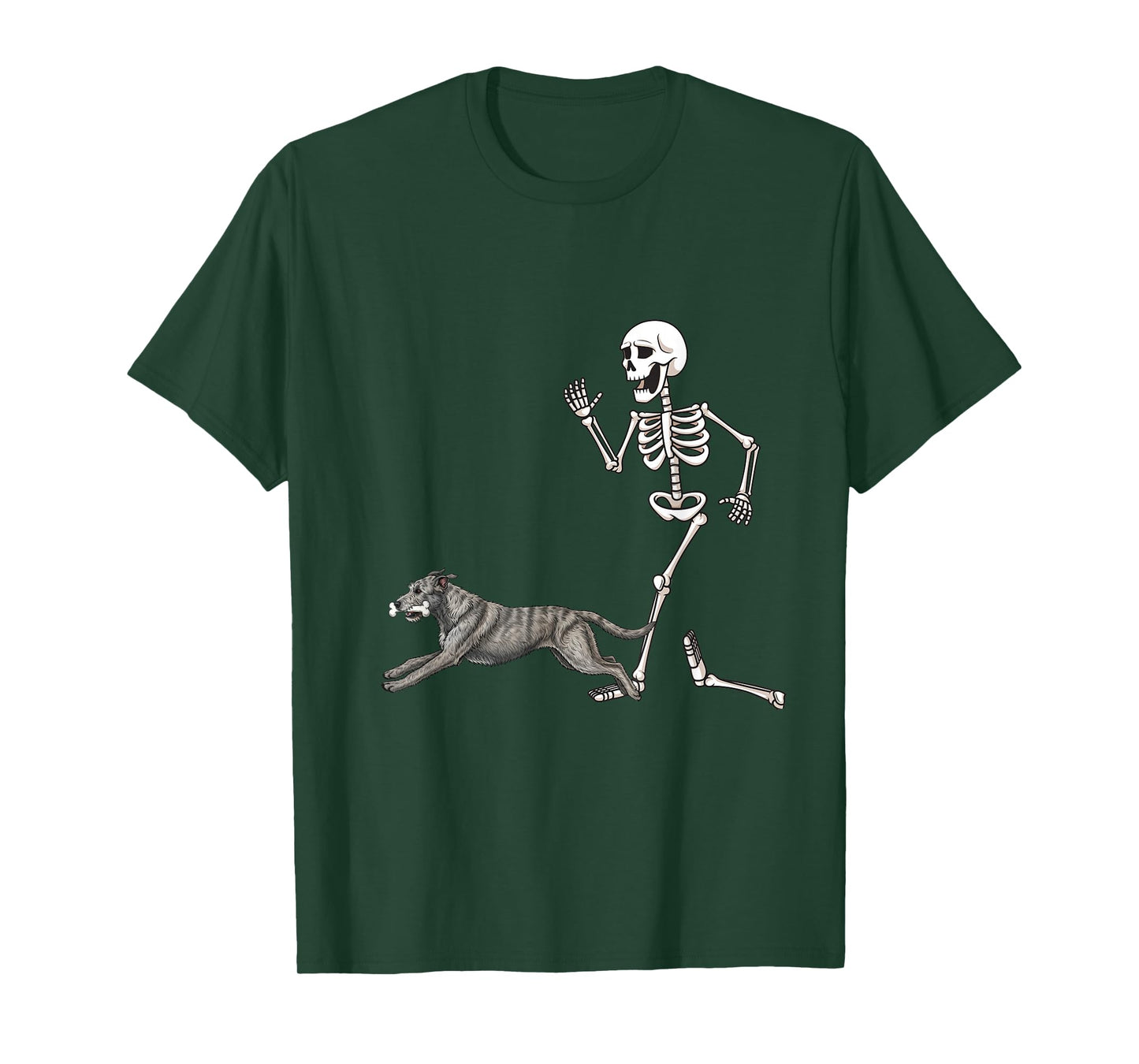 Funny Halloween Irish Wolfhound and Skeleton T-Shirt